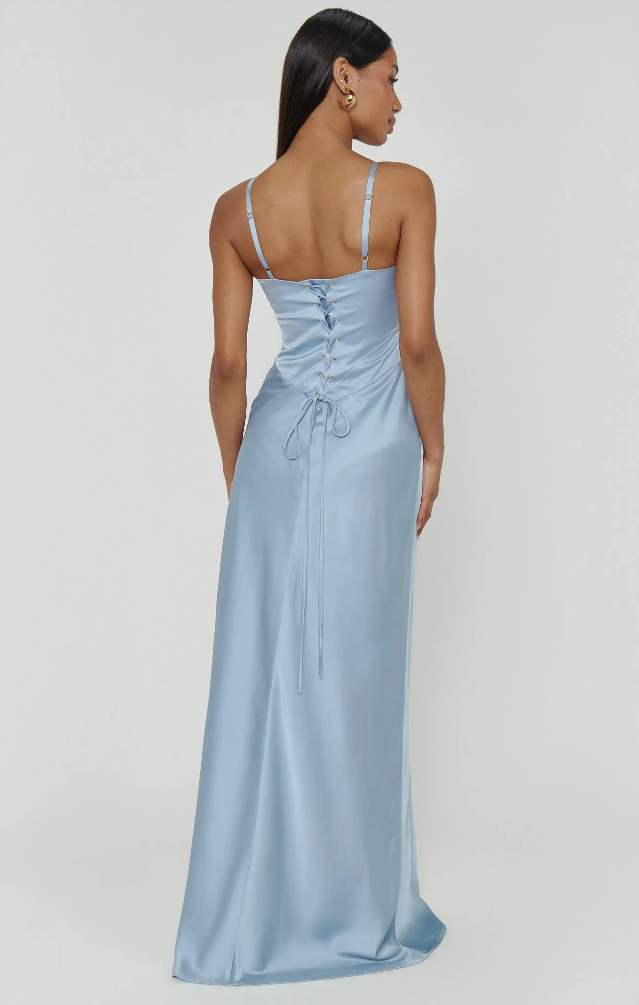 Logan Dress ~ Steel Blue Luxe Satin - Image 5