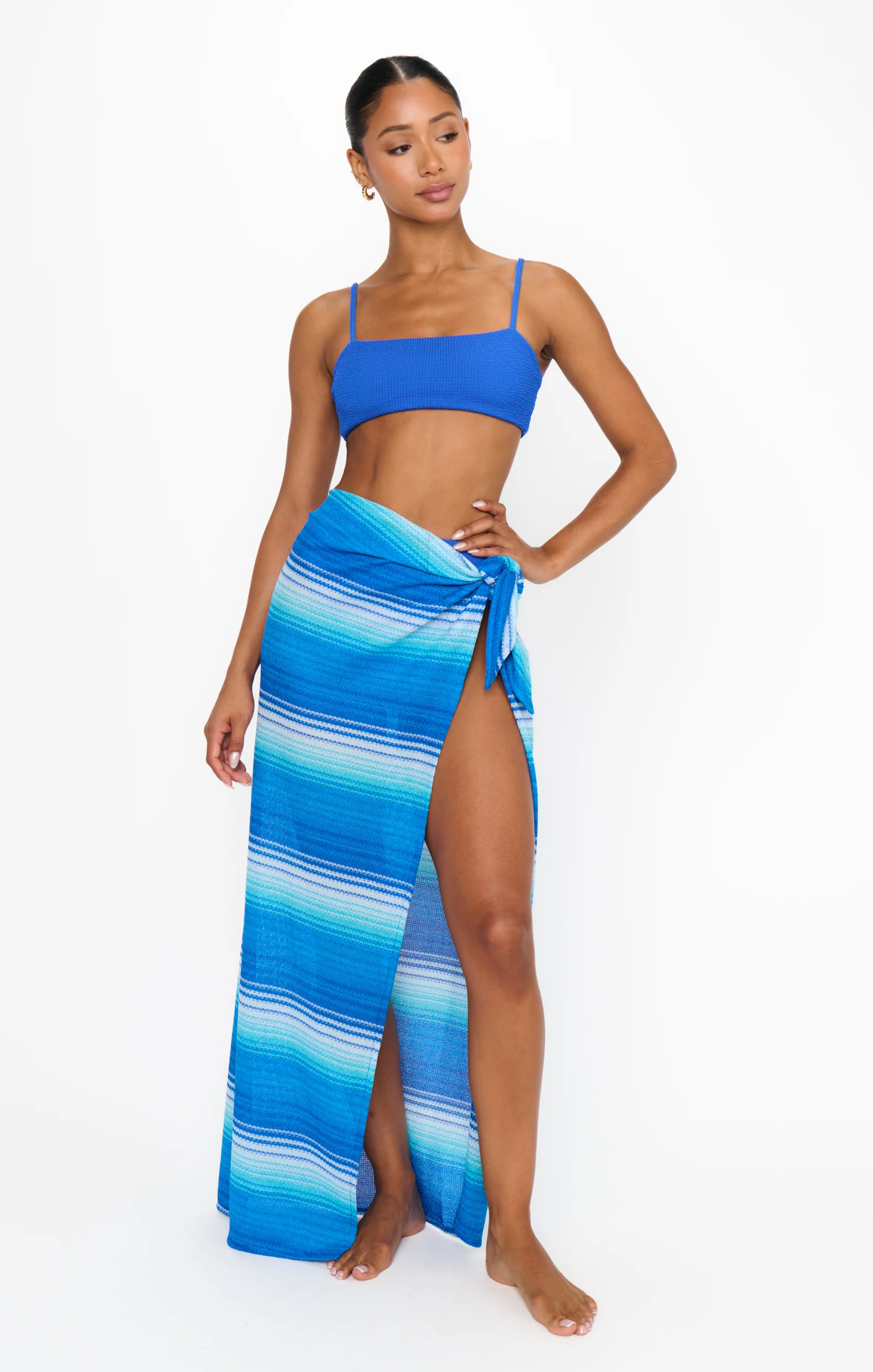Long Leyla Sarong ~ Seabreeze Stripe Knit - Image 4