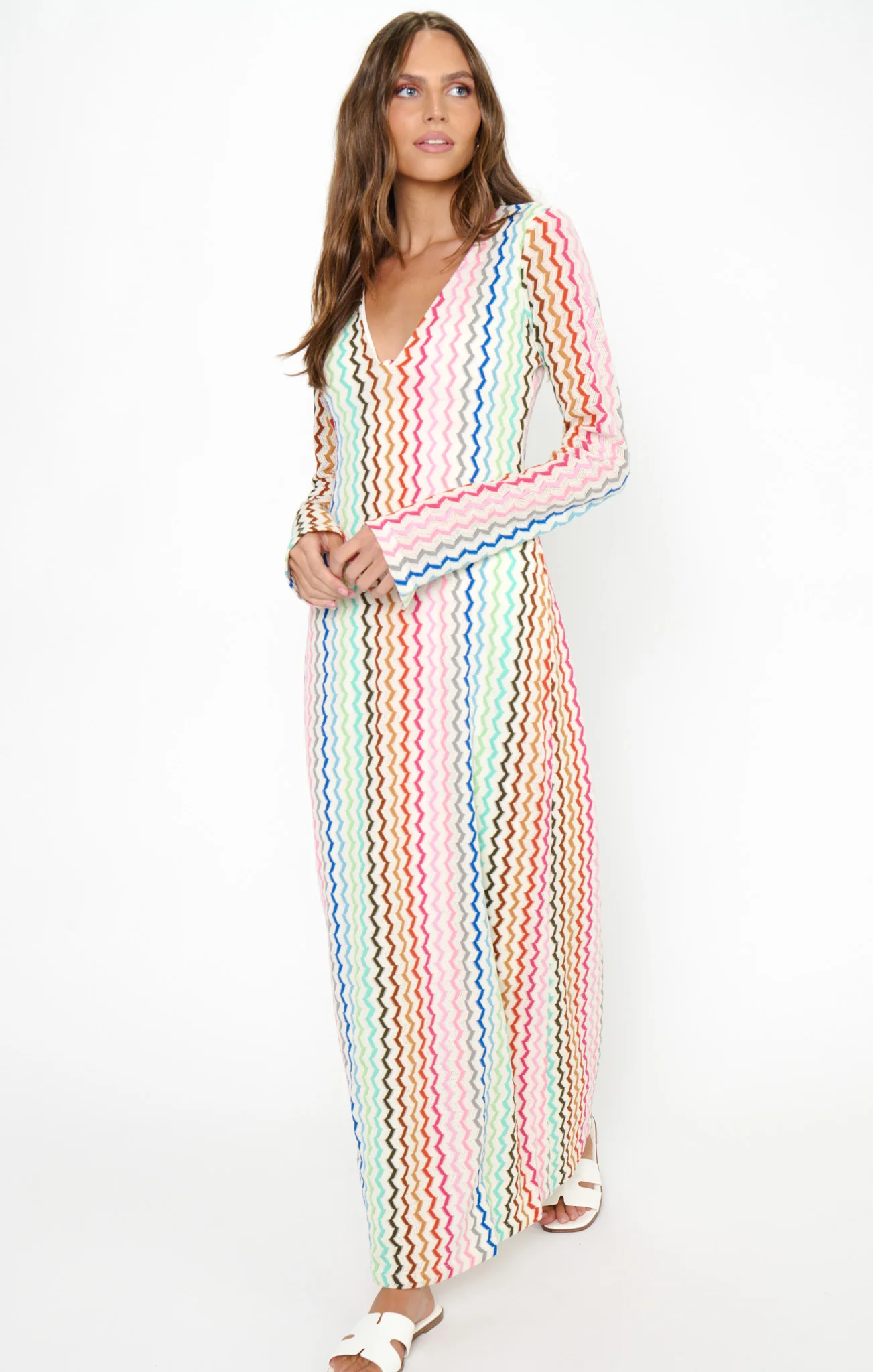 Lopez Maxi Dress ~ Rainbow Zigzag Crochet - Image 3