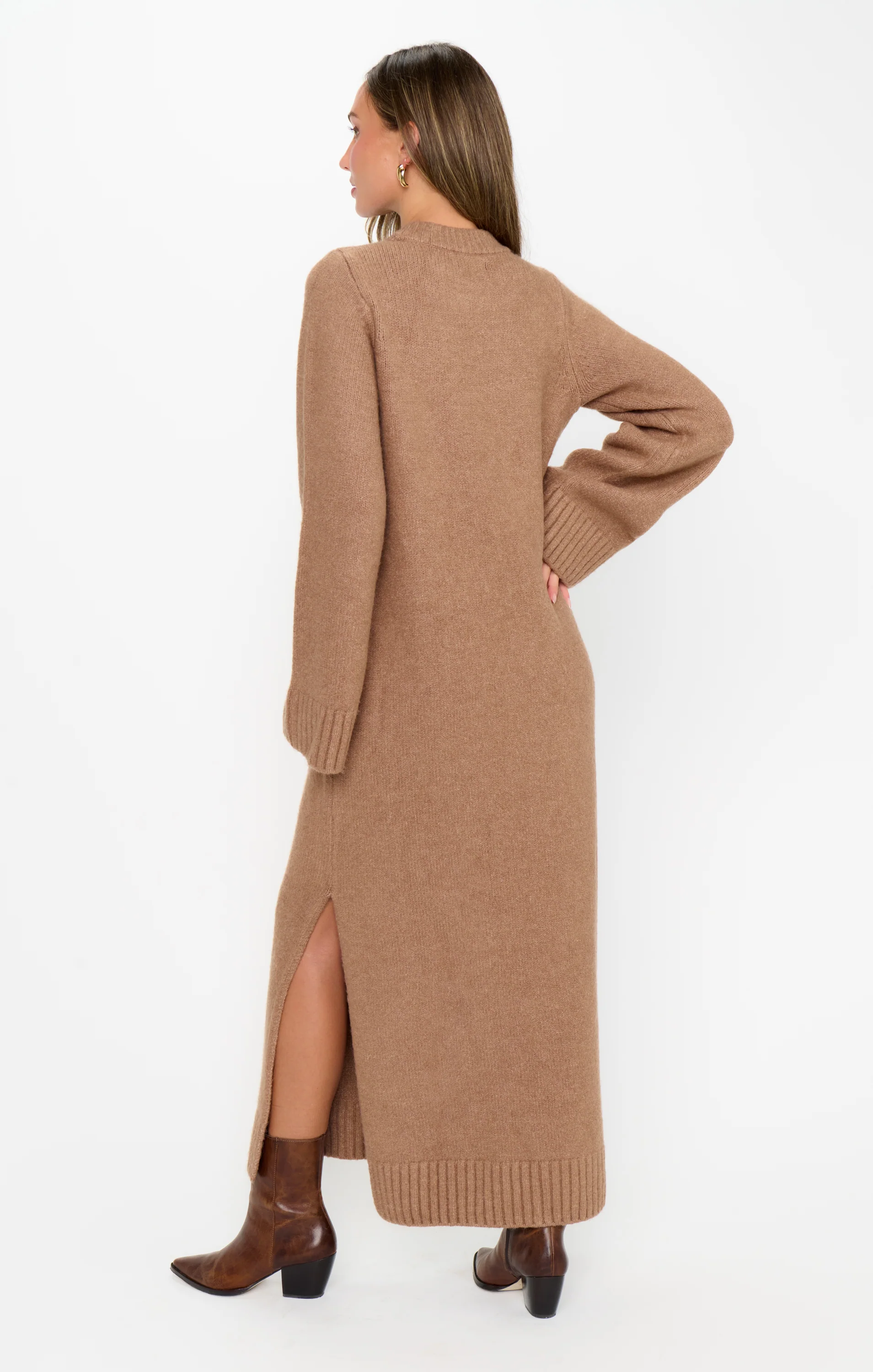 Lorraine Maxi Sweater Dress ~ Maple Brown Knit - Image 4