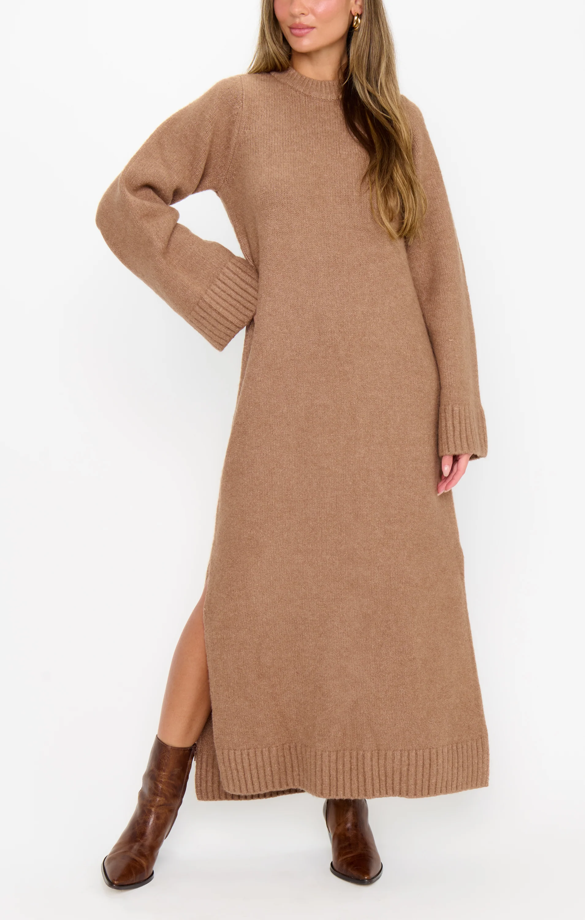 Lorraine Maxi Sweater Dress ~ Maple Brown Knit - Image 5