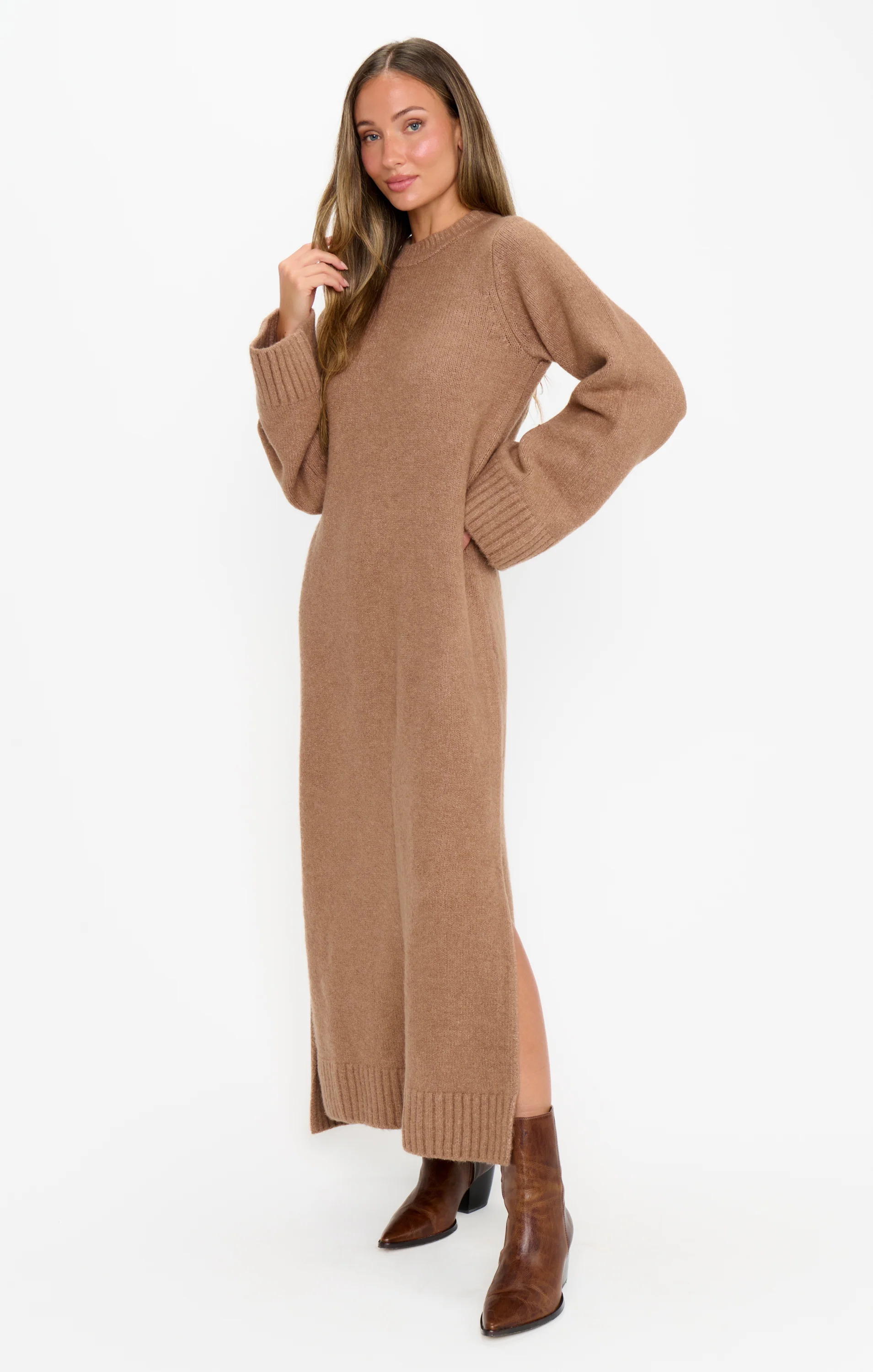 Lorraine Maxi Sweater Dress ~ Maple Brown Knit - Image 6