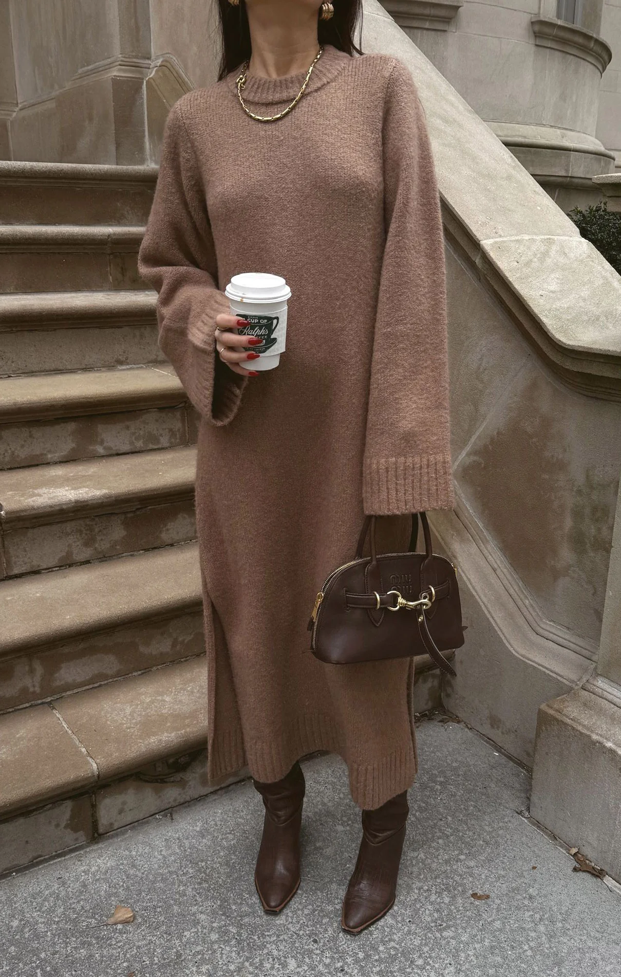 Lorraine Maxi Sweater Dress ~ Maple Brown Knit - Image 7
