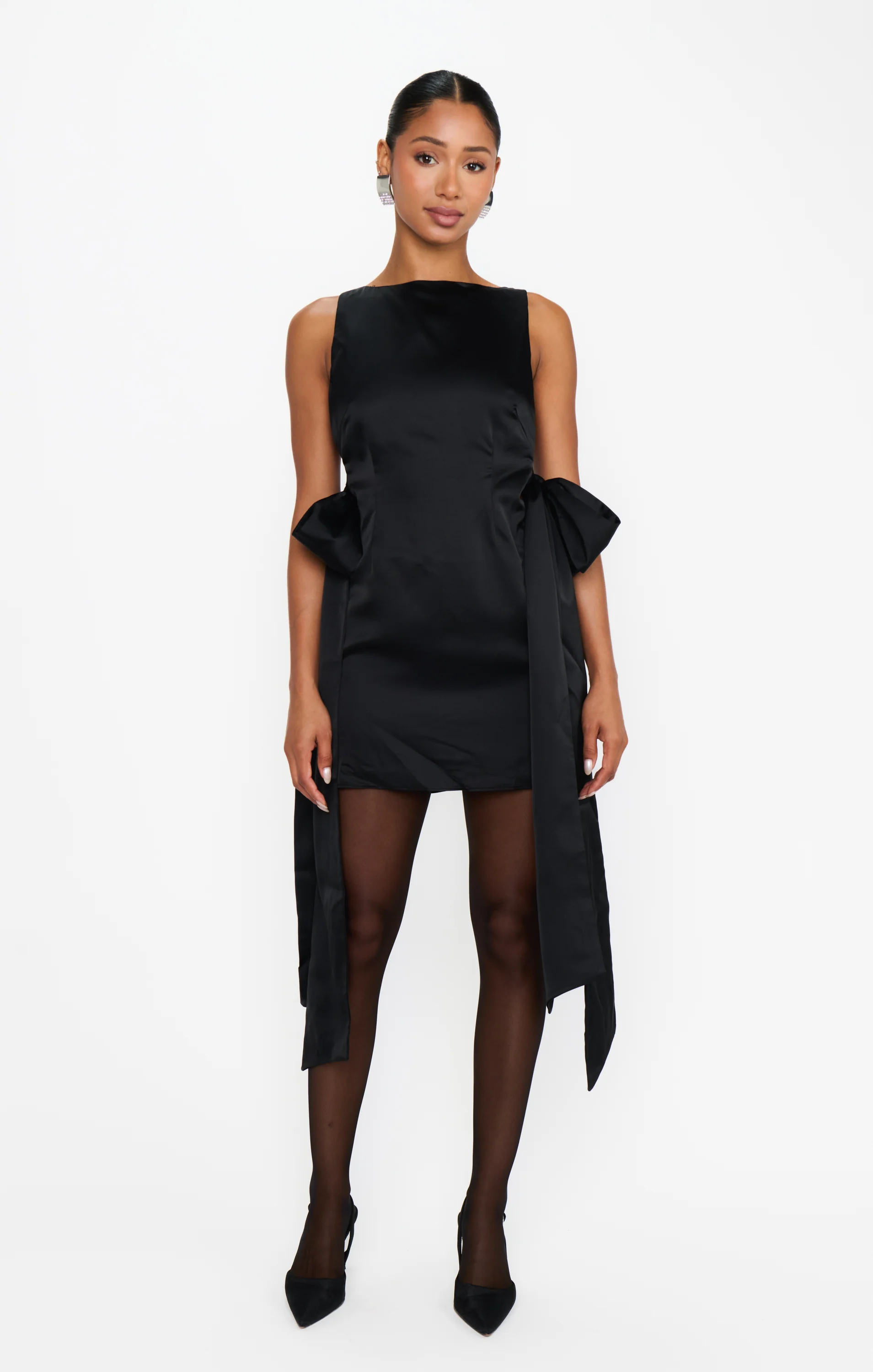 Ludlow Mini Dress ~ Black Luxe Satin - Image 4