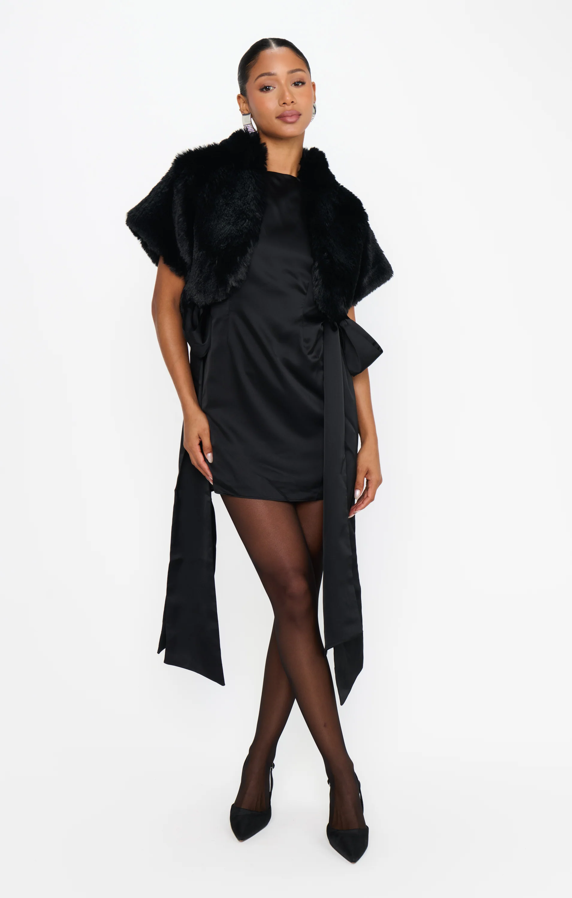 Ludlow Mini Dress ~ Black Luxe Satin - Image 8