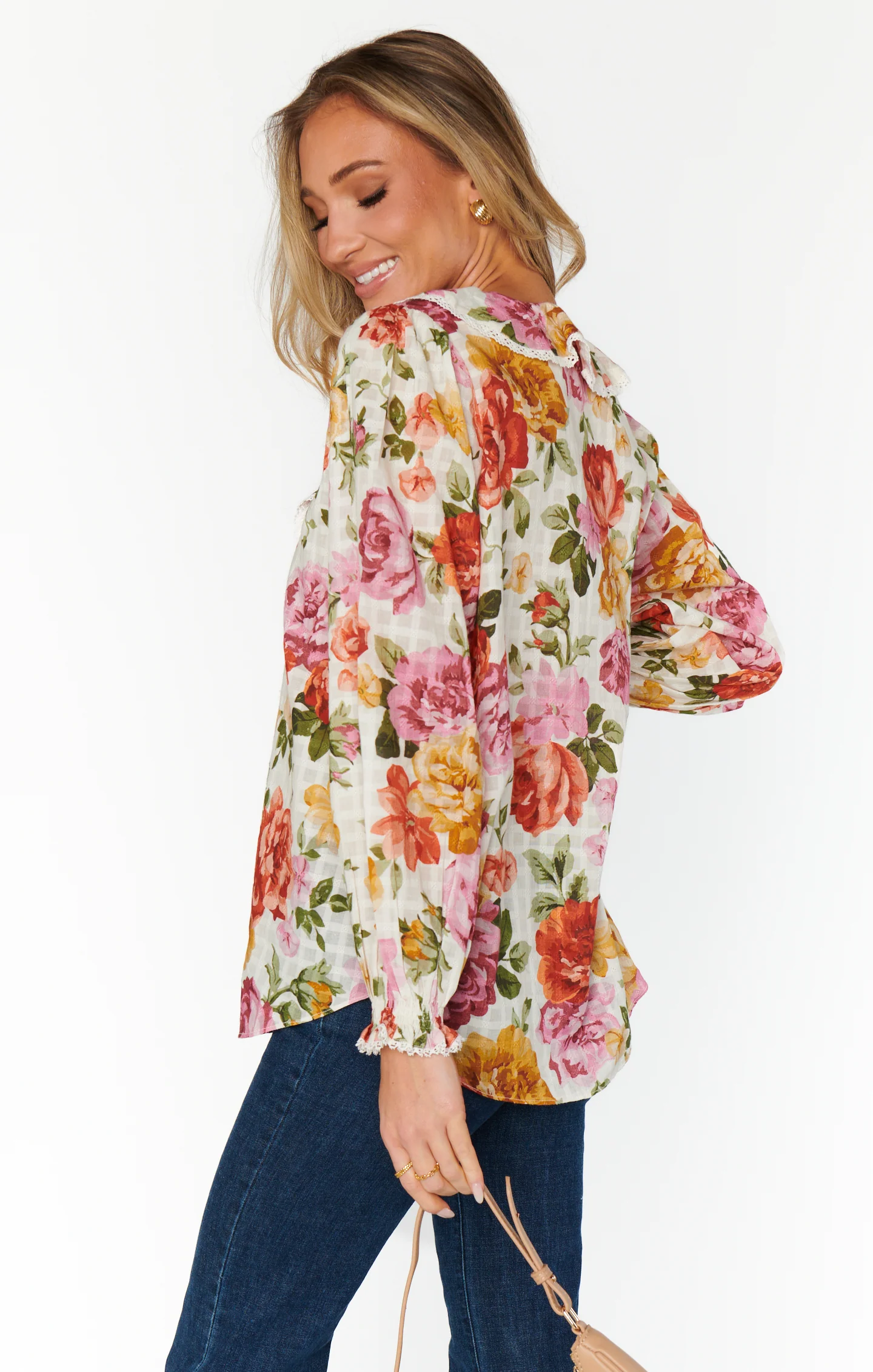 Lydia Ruffle Top ~ Ivory Hillside Floral - Image 3