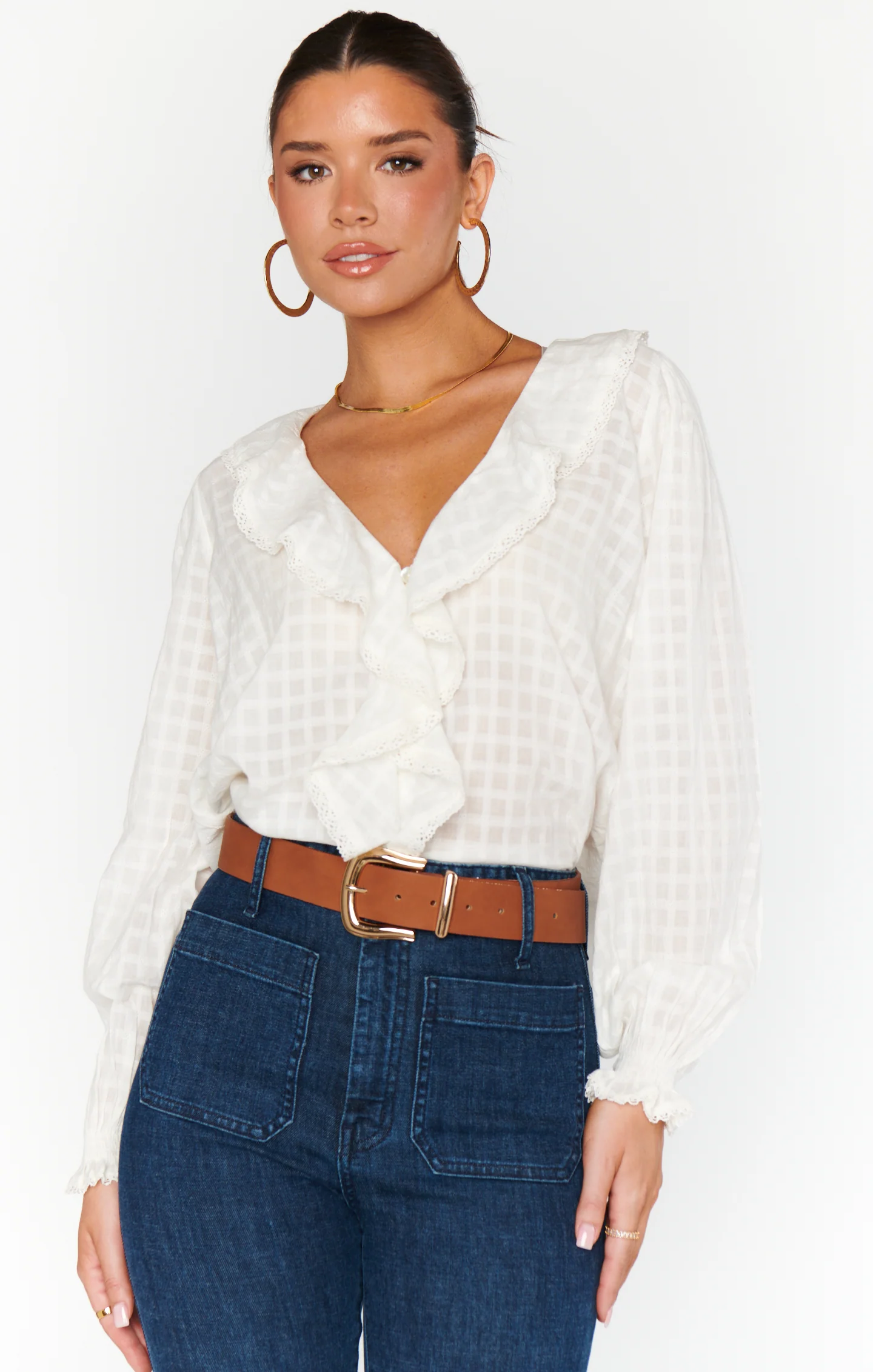 Lydia Ruffle Top ~ White Cotton Voile - Image 3