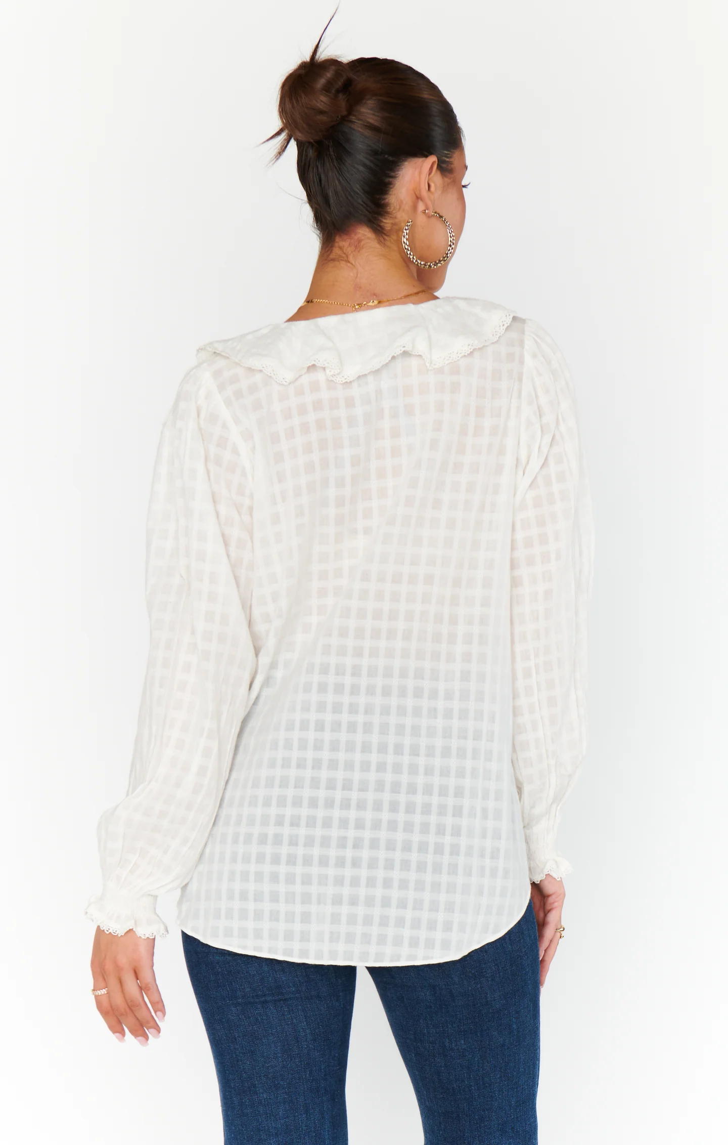 Lydia Ruffle Top ~ White Cotton Voile - Image 4