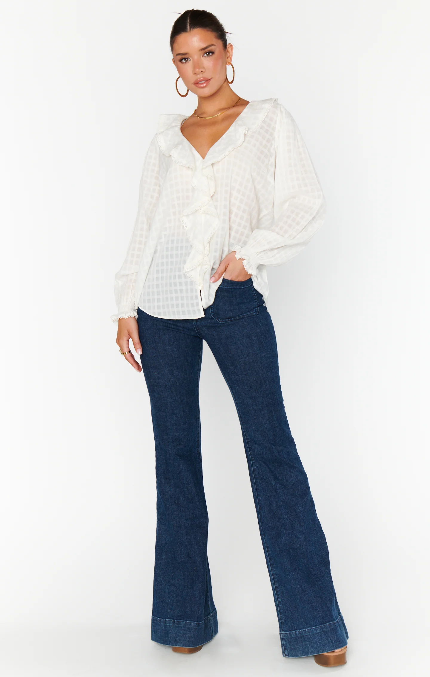 Lydia Ruffle Top ~ White Cotton Voile - Image 5