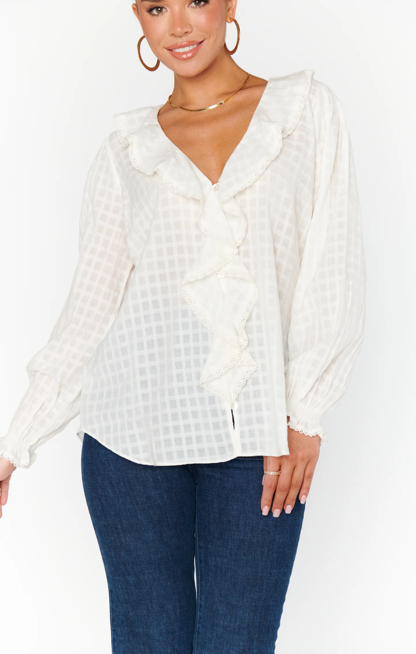 Lydia Ruffle Top ~ White Cotton Voile - Image 6