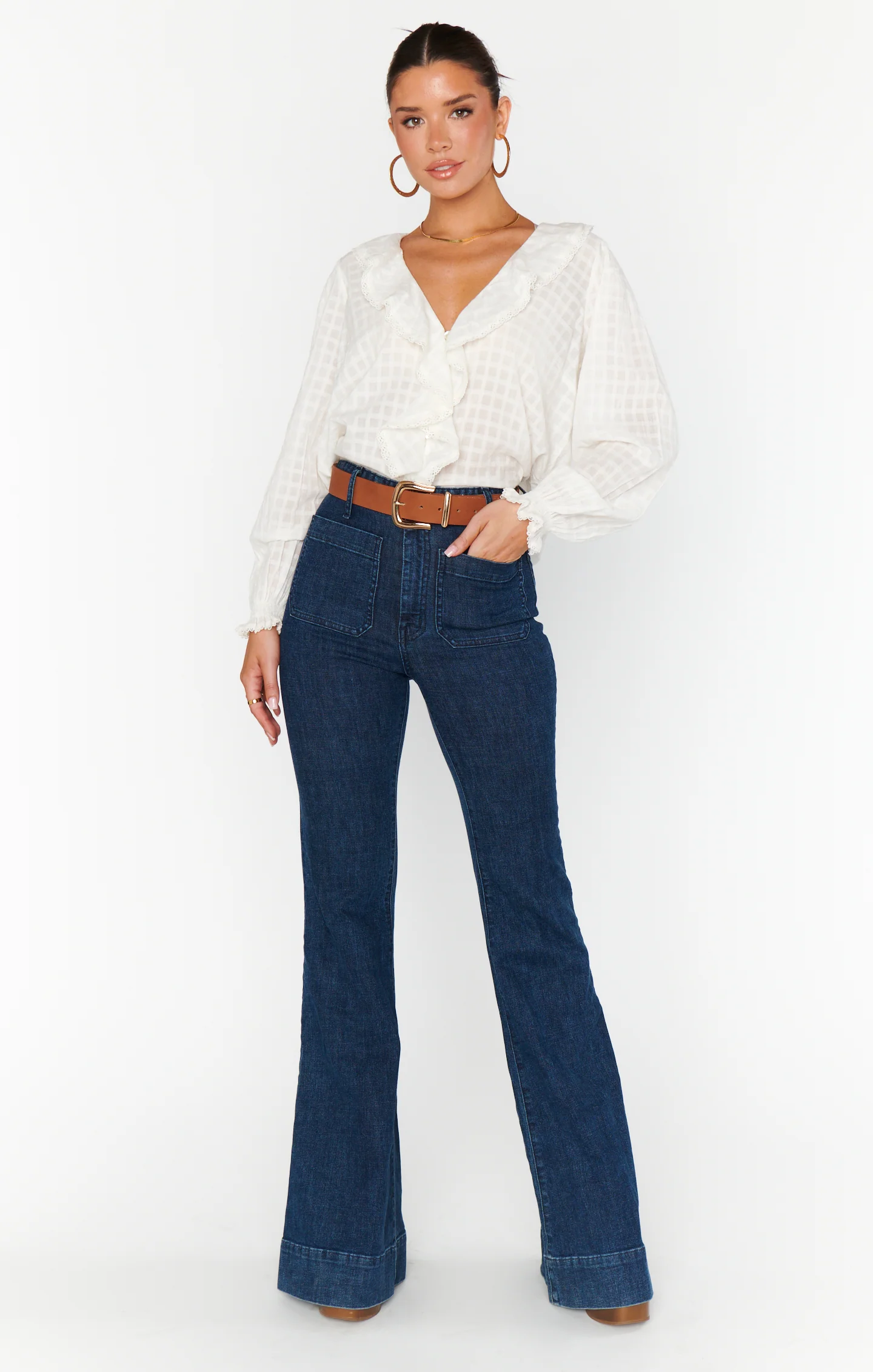 Lydia Ruffle Top ~ White Cotton Voile - Image 7