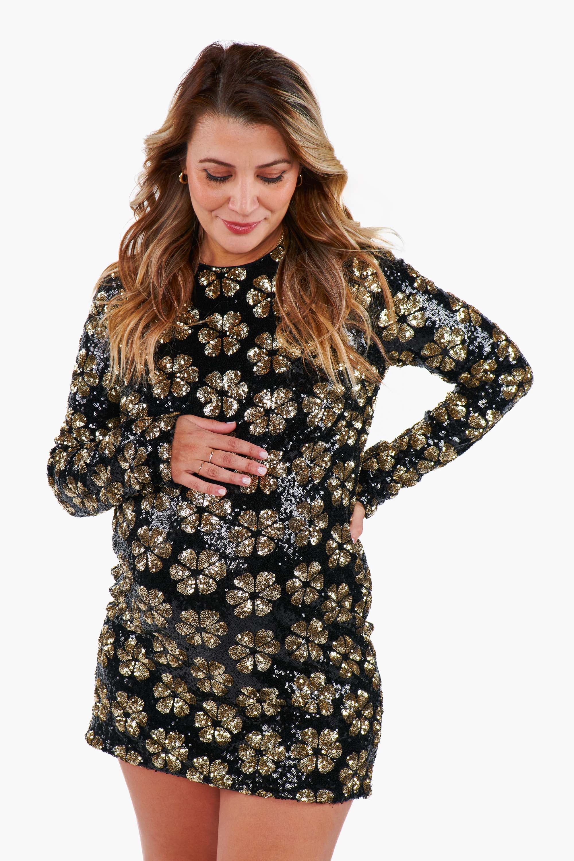 Maddison Mini Dress ~ Flower Pop Gold Sequins - Image 10