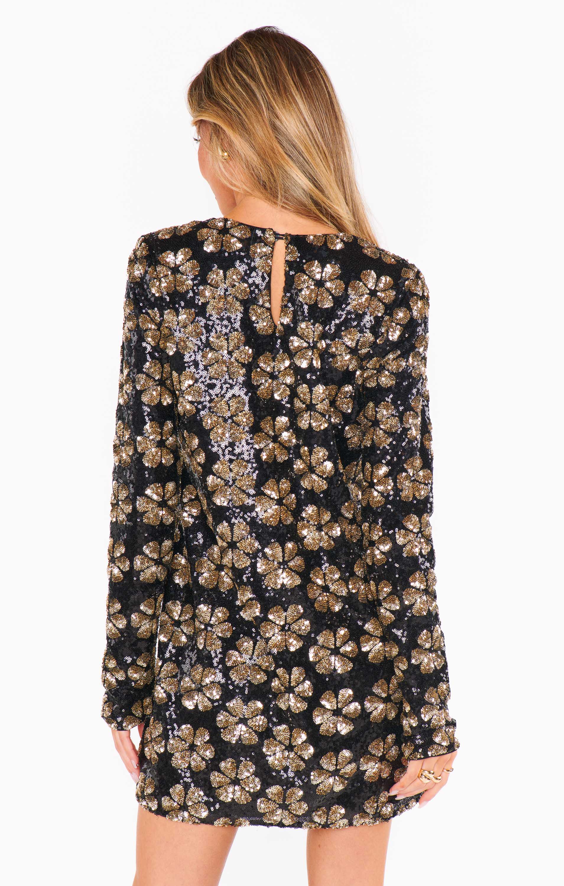 Maddison Mini Dress ~ Flower Pop Gold Sequins - Image 5