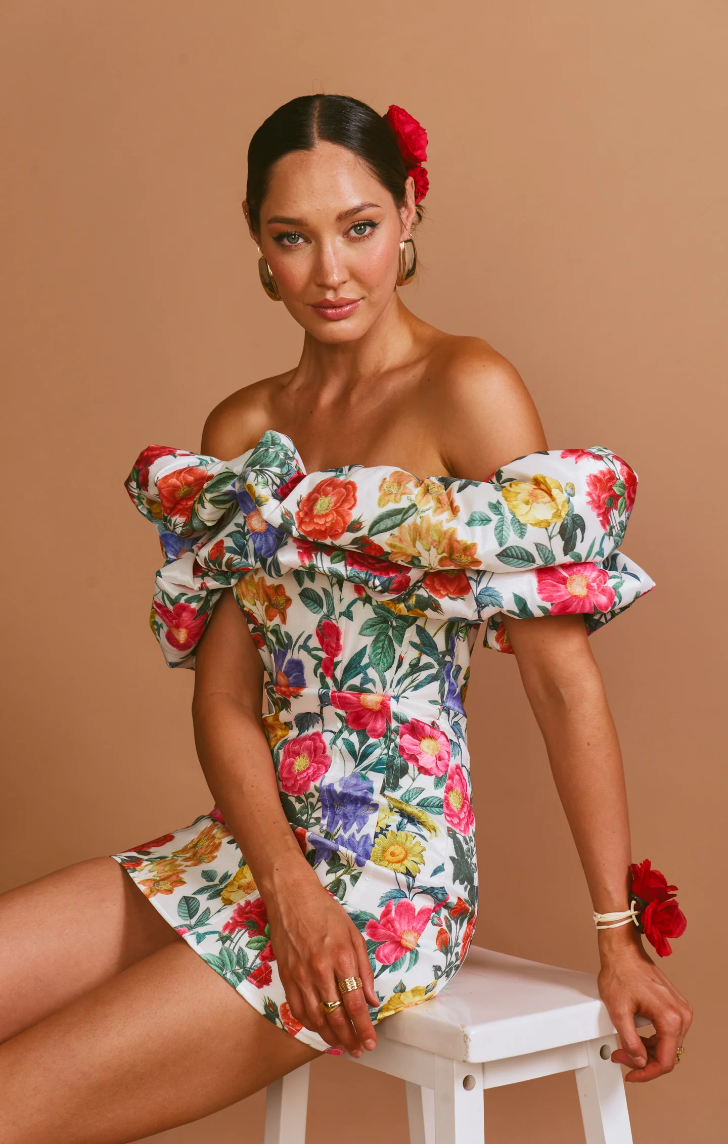 Major Drama Dress ~ Charm Peony White Taffeta - Image 5