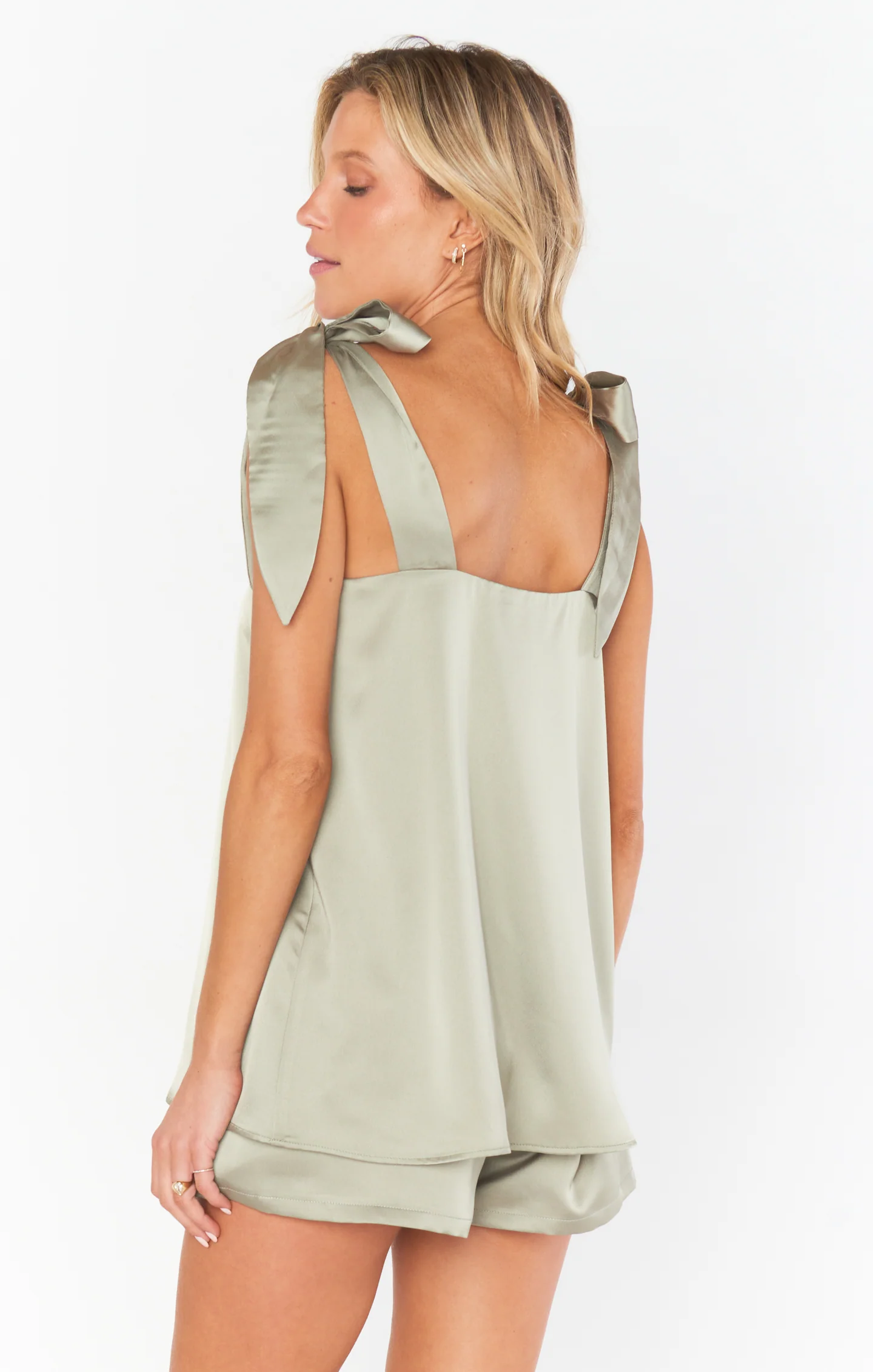 Makeup Tank ~ Moss Green Luxe Satin - Image 4