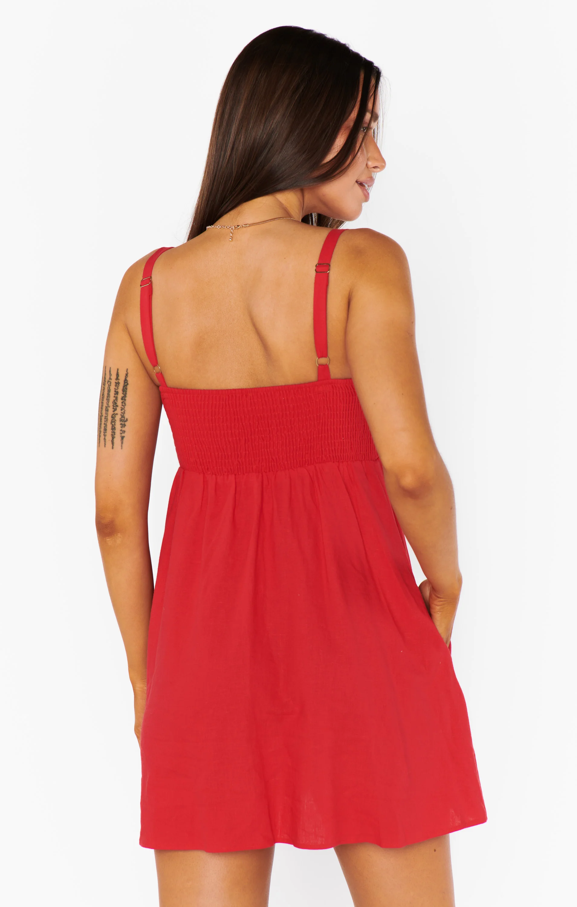 Mallory Mini Dress ~ Red Linen - Image 3