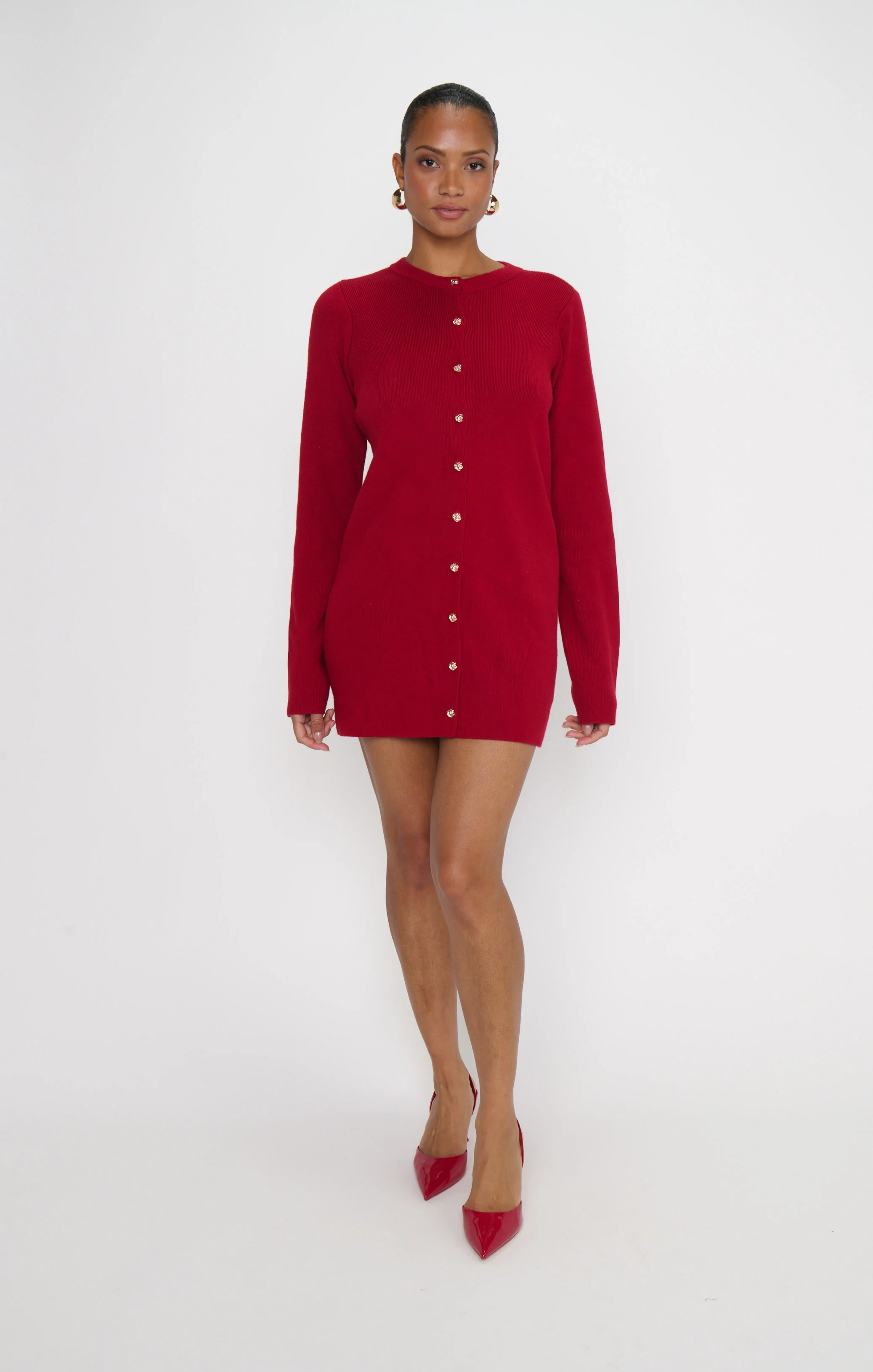 Marguerite Cardigan Dress ~ Lover Red Knit - Image 3