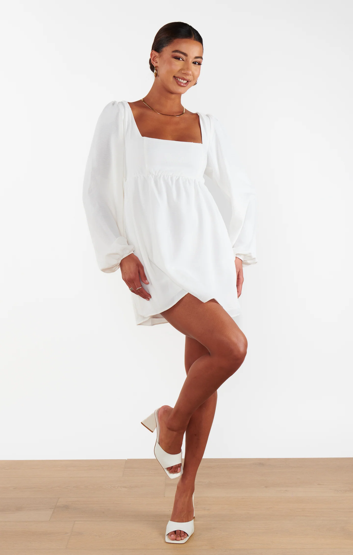 Marianna Mini Dress ~ White Clip Butterfly - Image 5