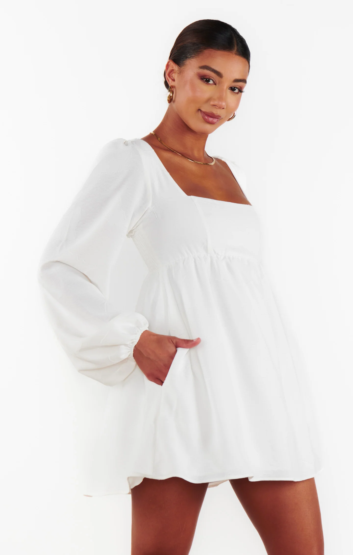 Marianna Mini Dress ~ White Clip Butterfly - Image 7