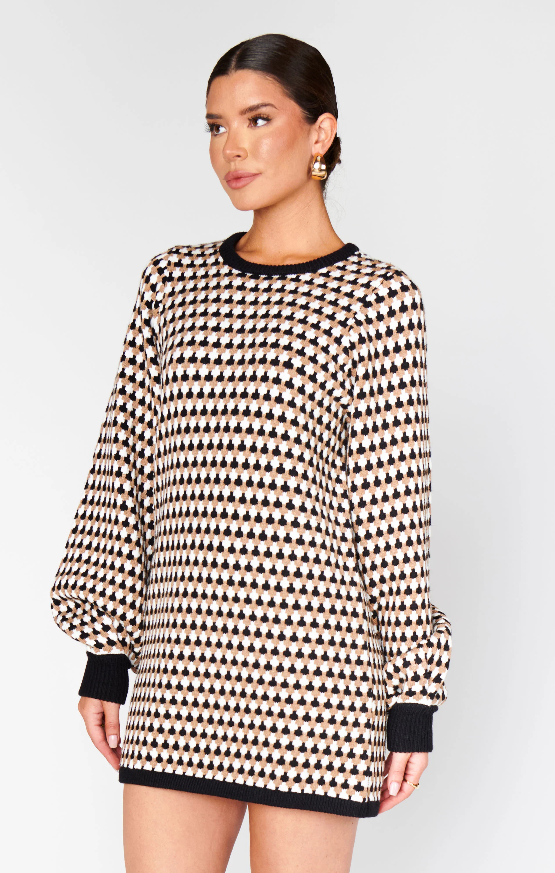 Marion Sweater Dress ~ Black Geo Knit - Image 5