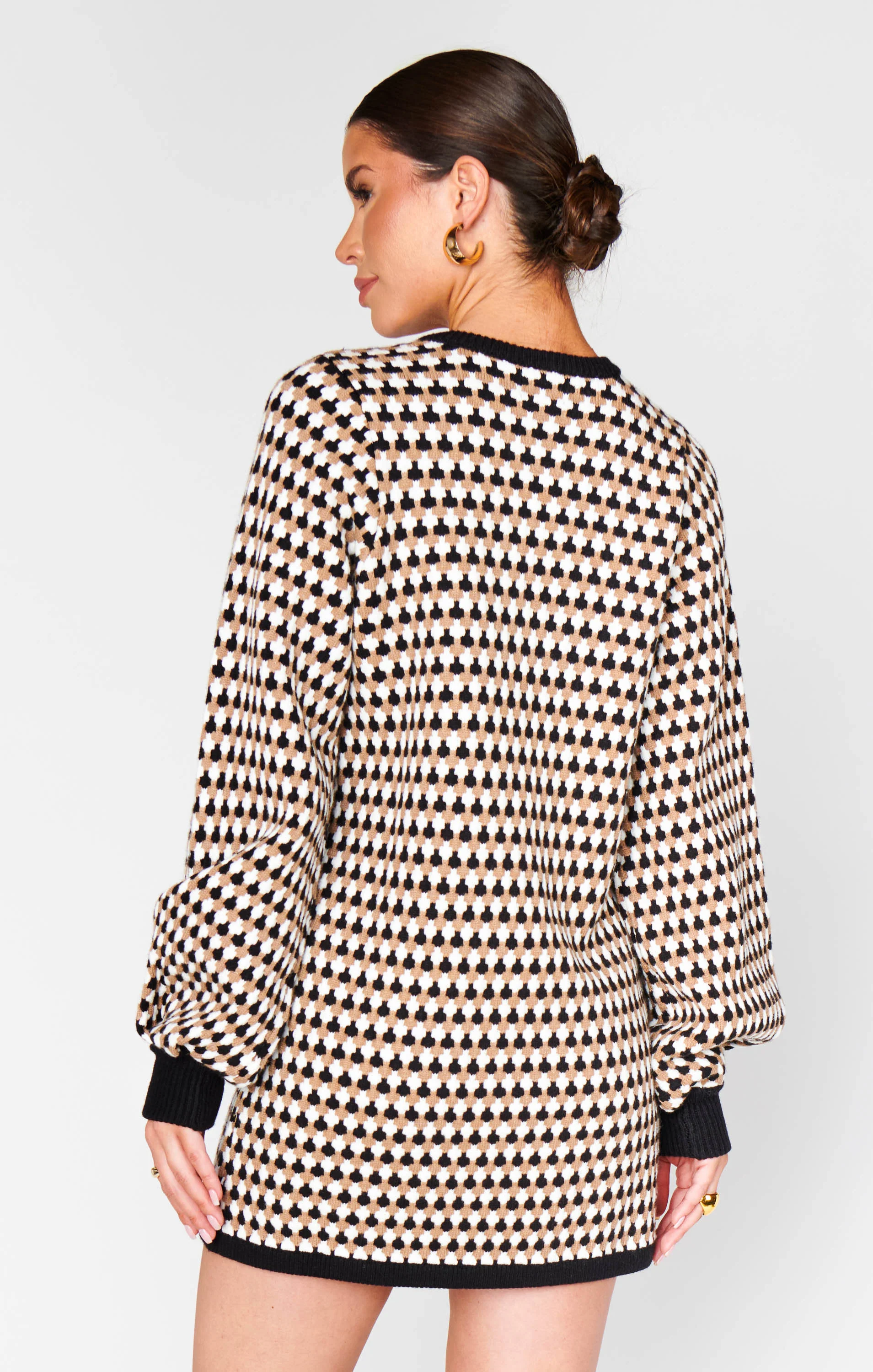 Marion Sweater Dress ~ Black Geo Knit - Image 6