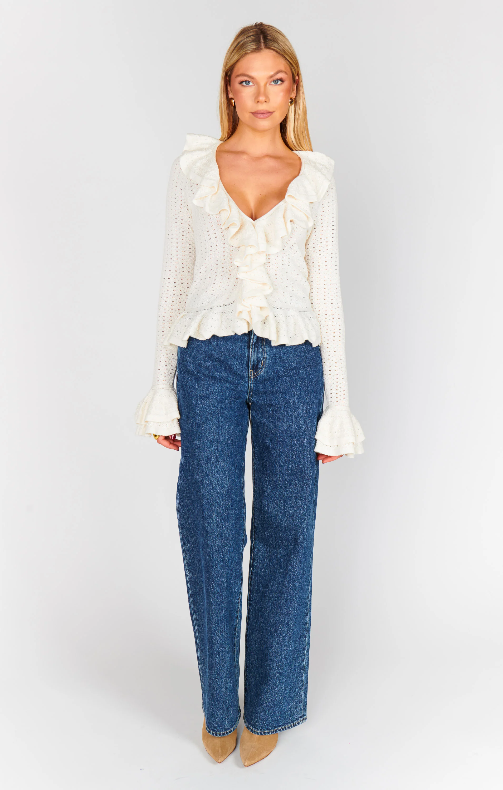 Marley Top ~ Cream Pointelle Knit - Image 7