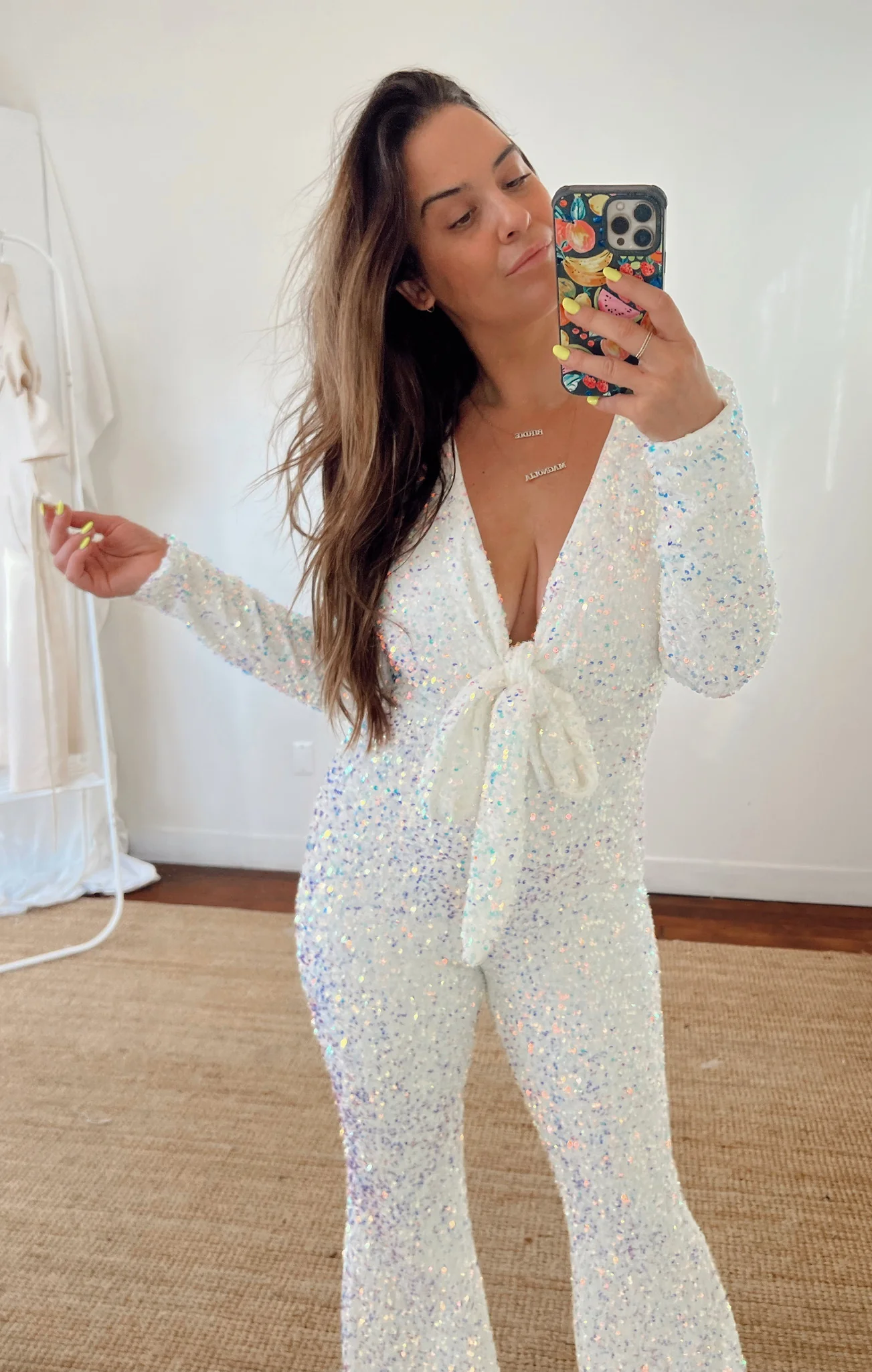 Martina Wrap Jumpsuit ~ White Sparkle Sequins - Image 4