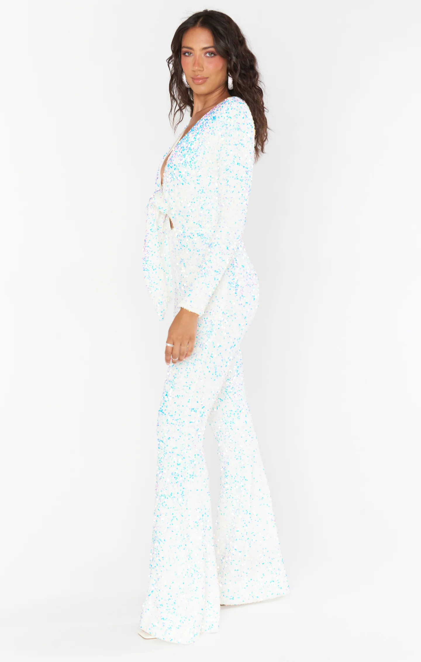 Martina Wrap Jumpsuit ~ White Sparkle Sequins - Image 7