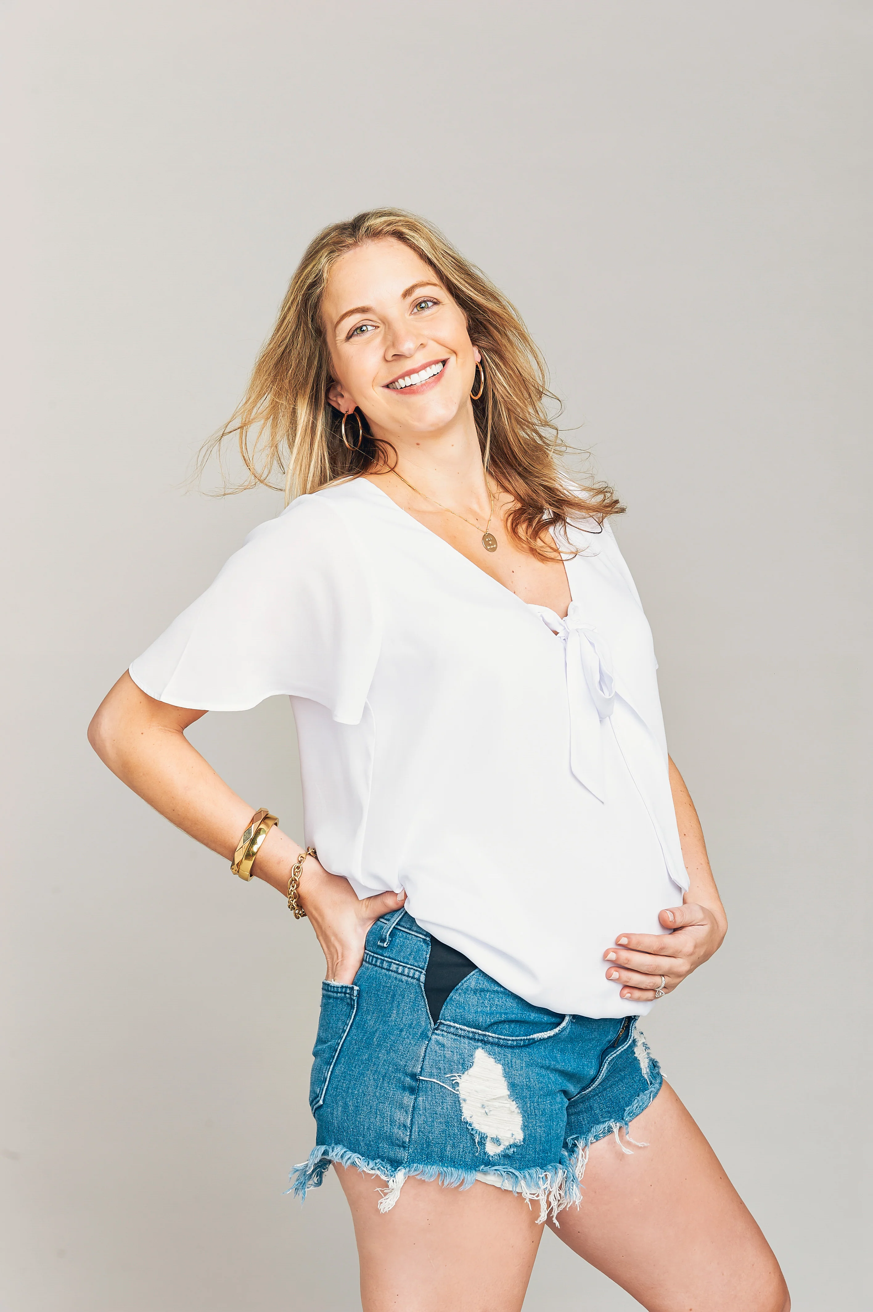Maternity Side Stretch Shorts ~ Blue Bae - Image 6