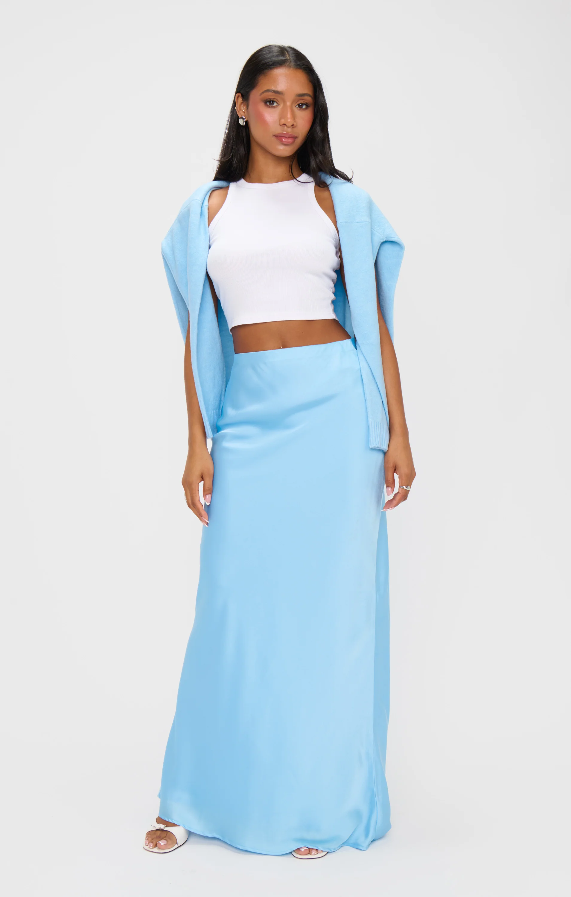 Maxi Slip Skirt ~ Baby Blue Luxe Satin - Image 4