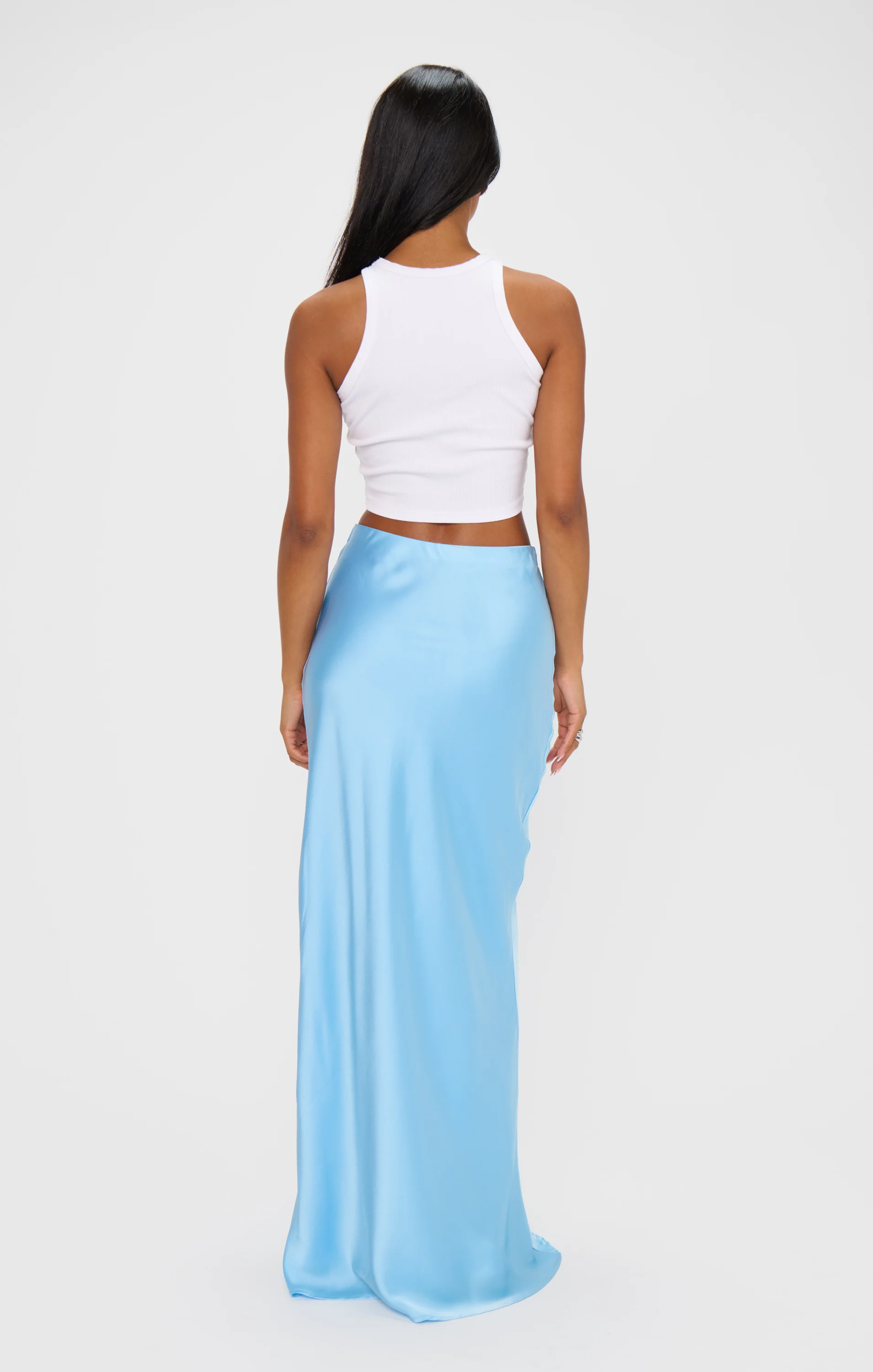 Maxi Slip Skirt ~ Baby Blue Luxe Satin - Image 5