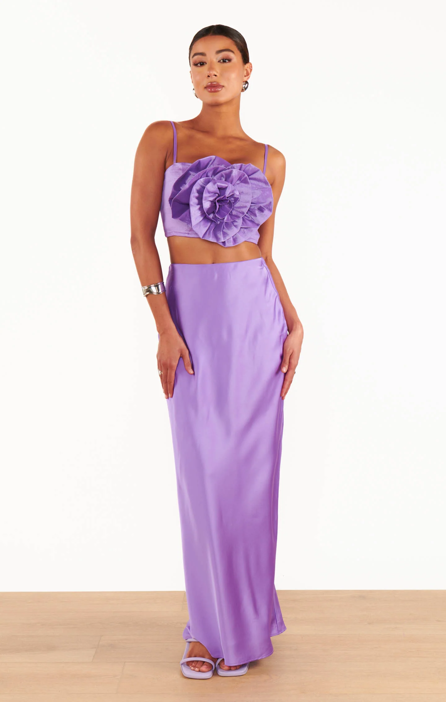Maxi Slip Skirt ~ Violet Luxe Satin - Image 3
