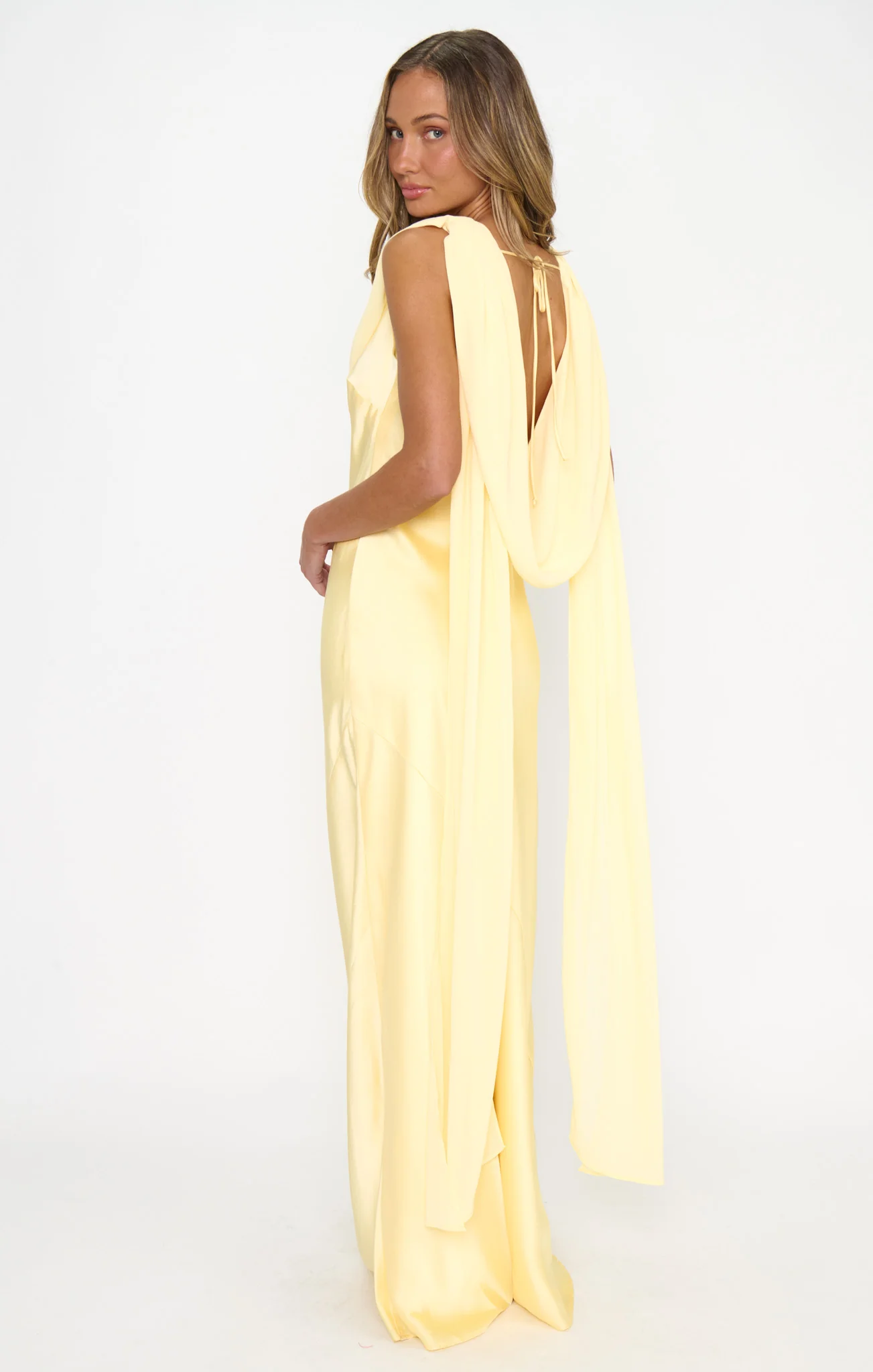 Maya Maxi Dress ~ Pale Yellow Luxe Satin - Image 11