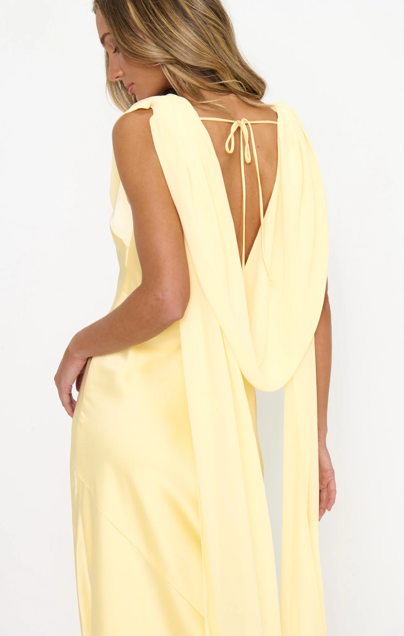 Maya Maxi Dress ~ Pale Yellow Luxe Satin - Image 12