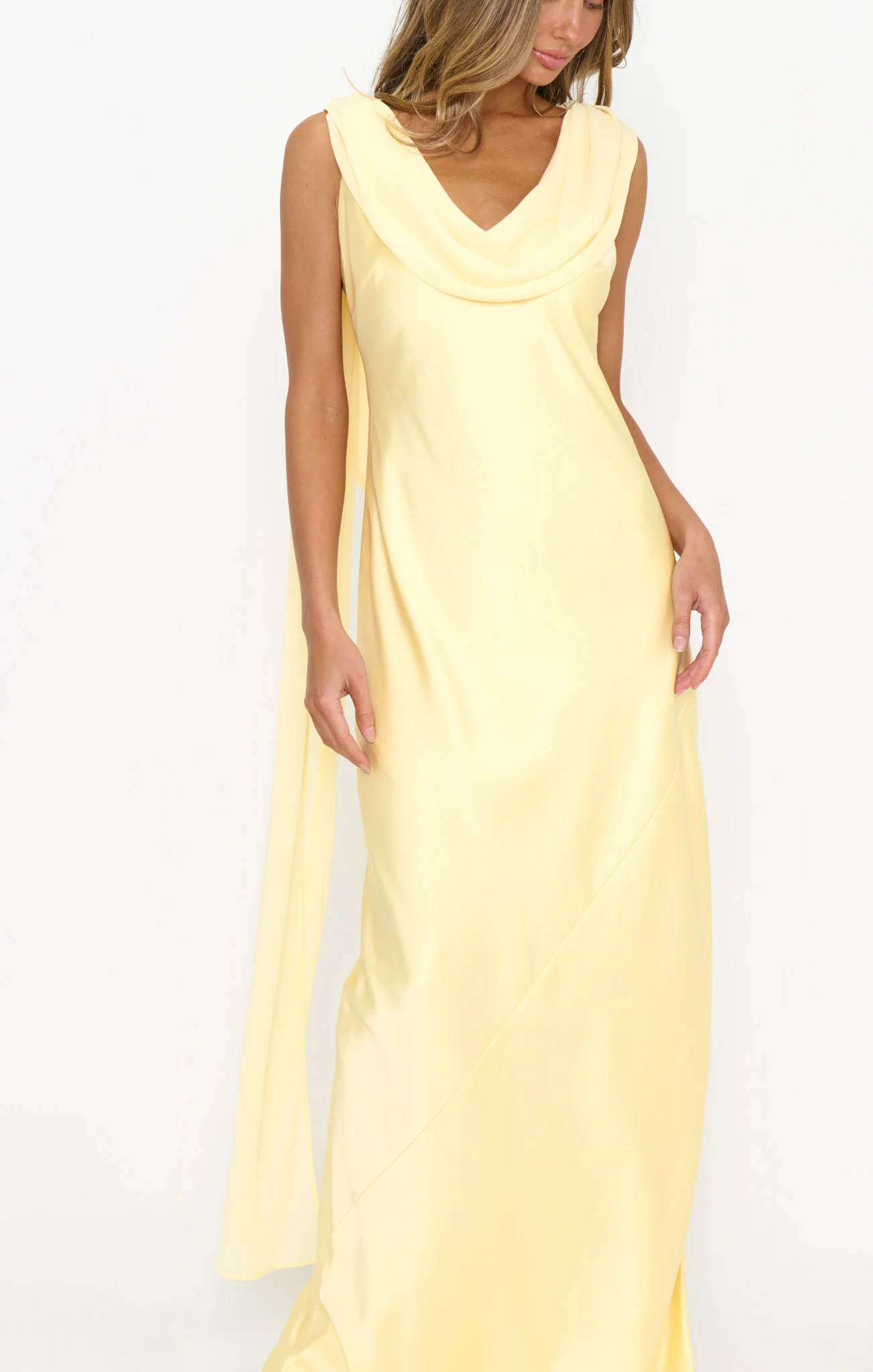 Maya Maxi Dress ~ Pale Yellow Luxe Satin - Image 5