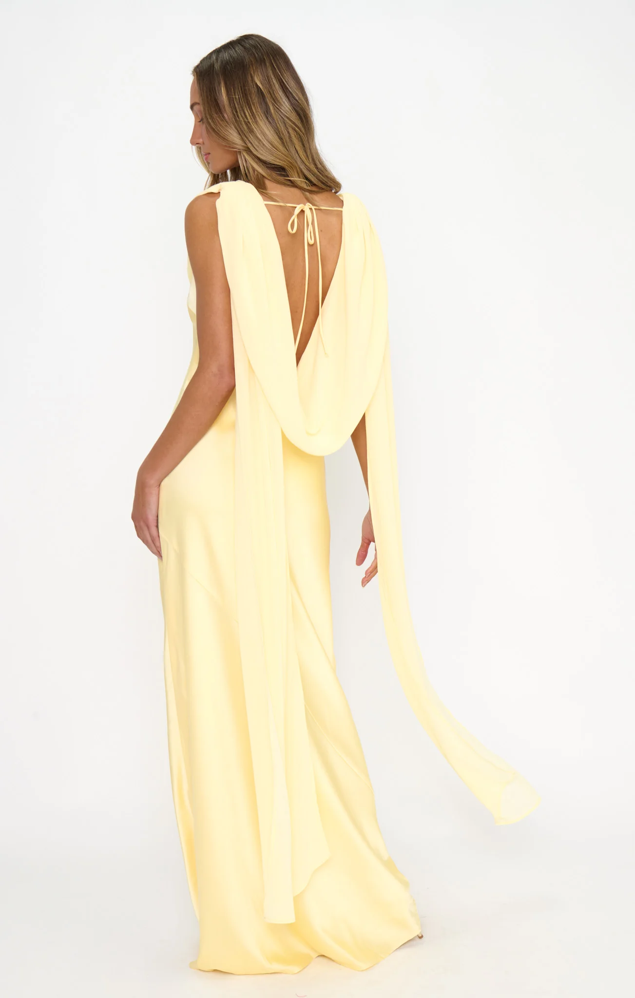 Maya Maxi Dress ~ Pale Yellow Luxe Satin - Image 8