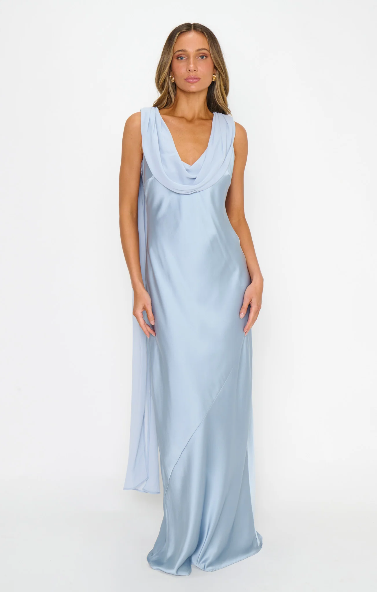 Maya Maxi Dress ~ Steel Blue Luxe Satin - Image 2