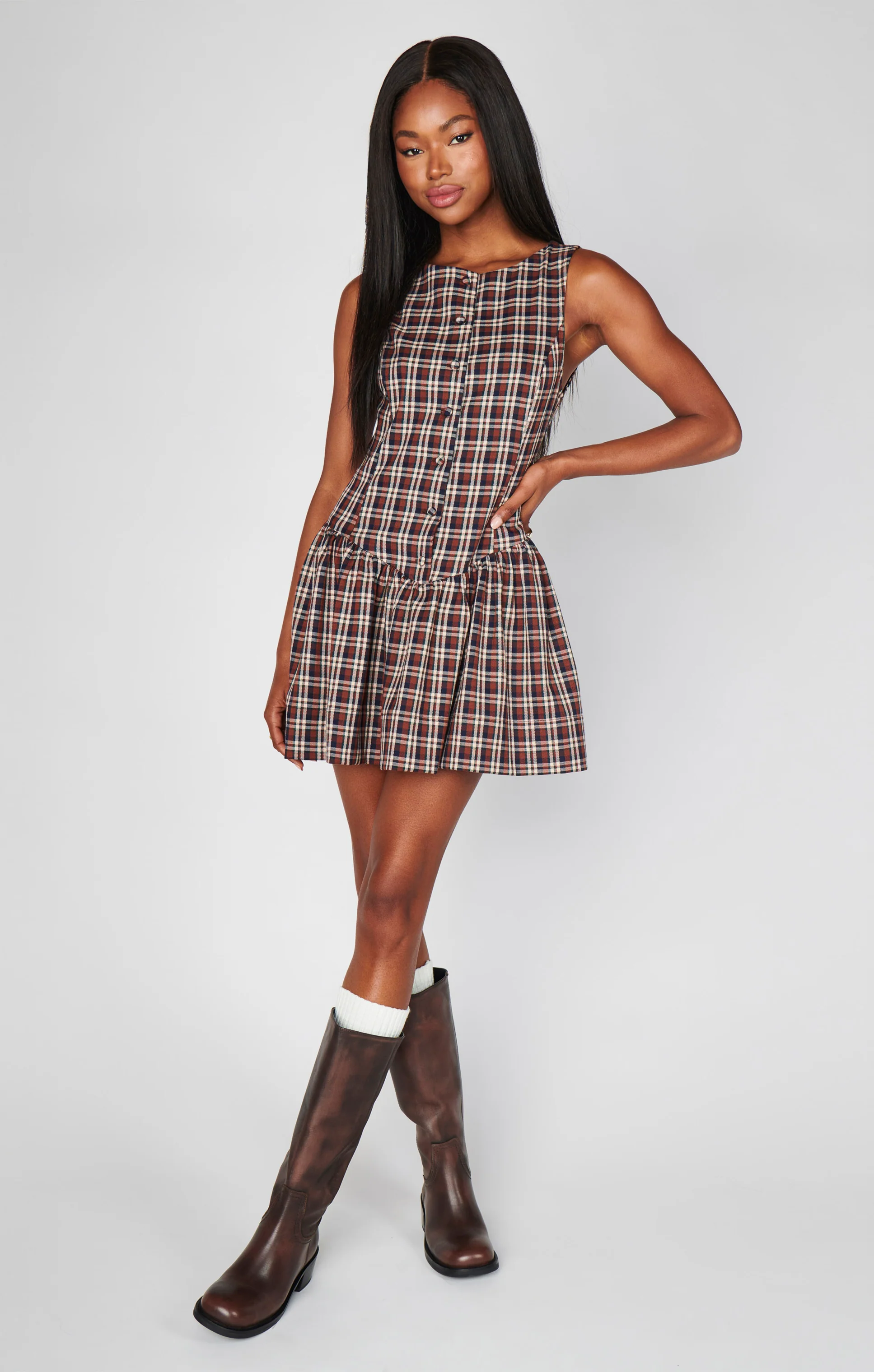 Meester Mini Dress ~ Saddle Plaid - Image 3