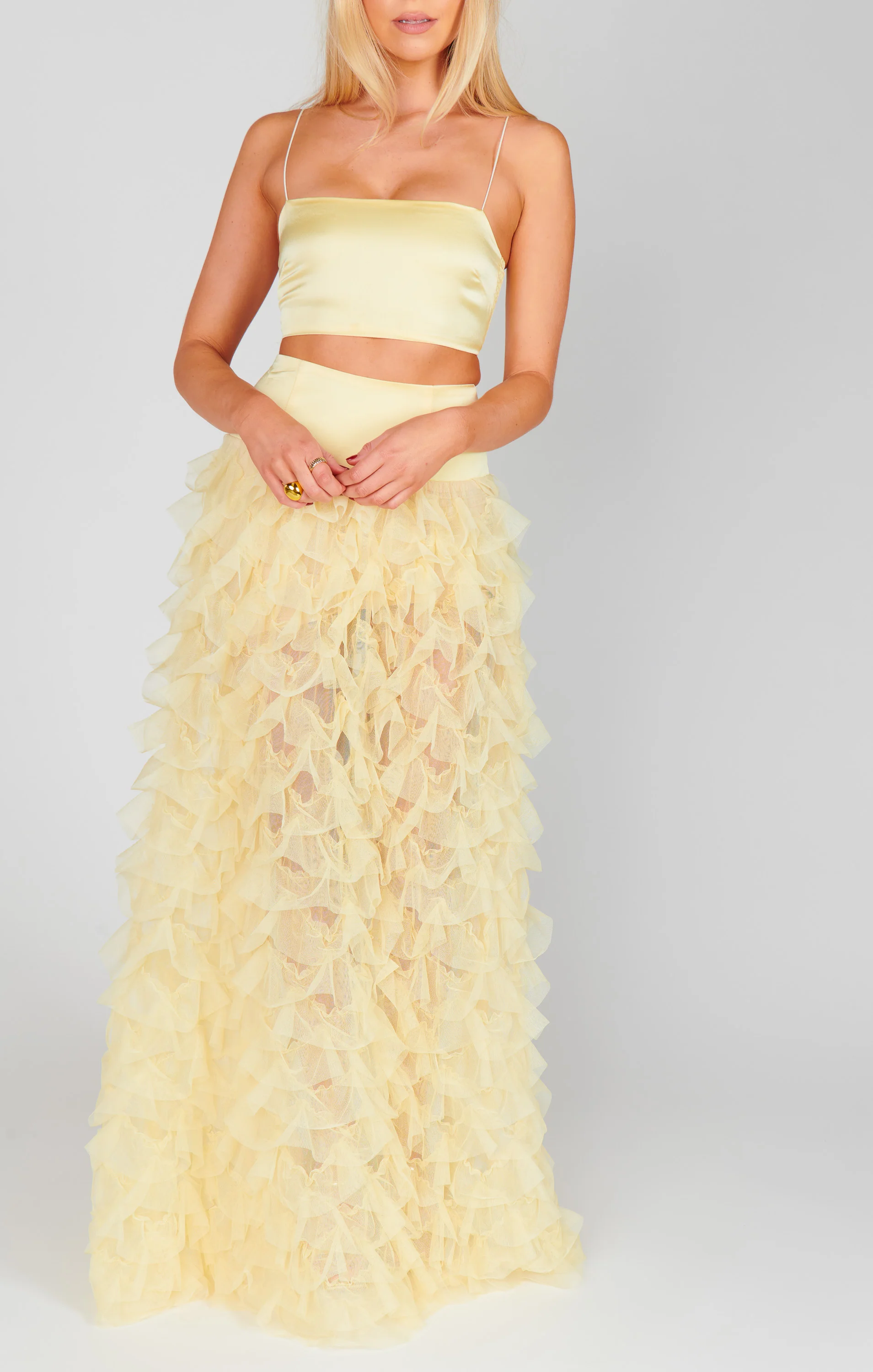 Meet Me at Midnight Skirt ~ Pale Yellow Ruffle Tulle - Image 4