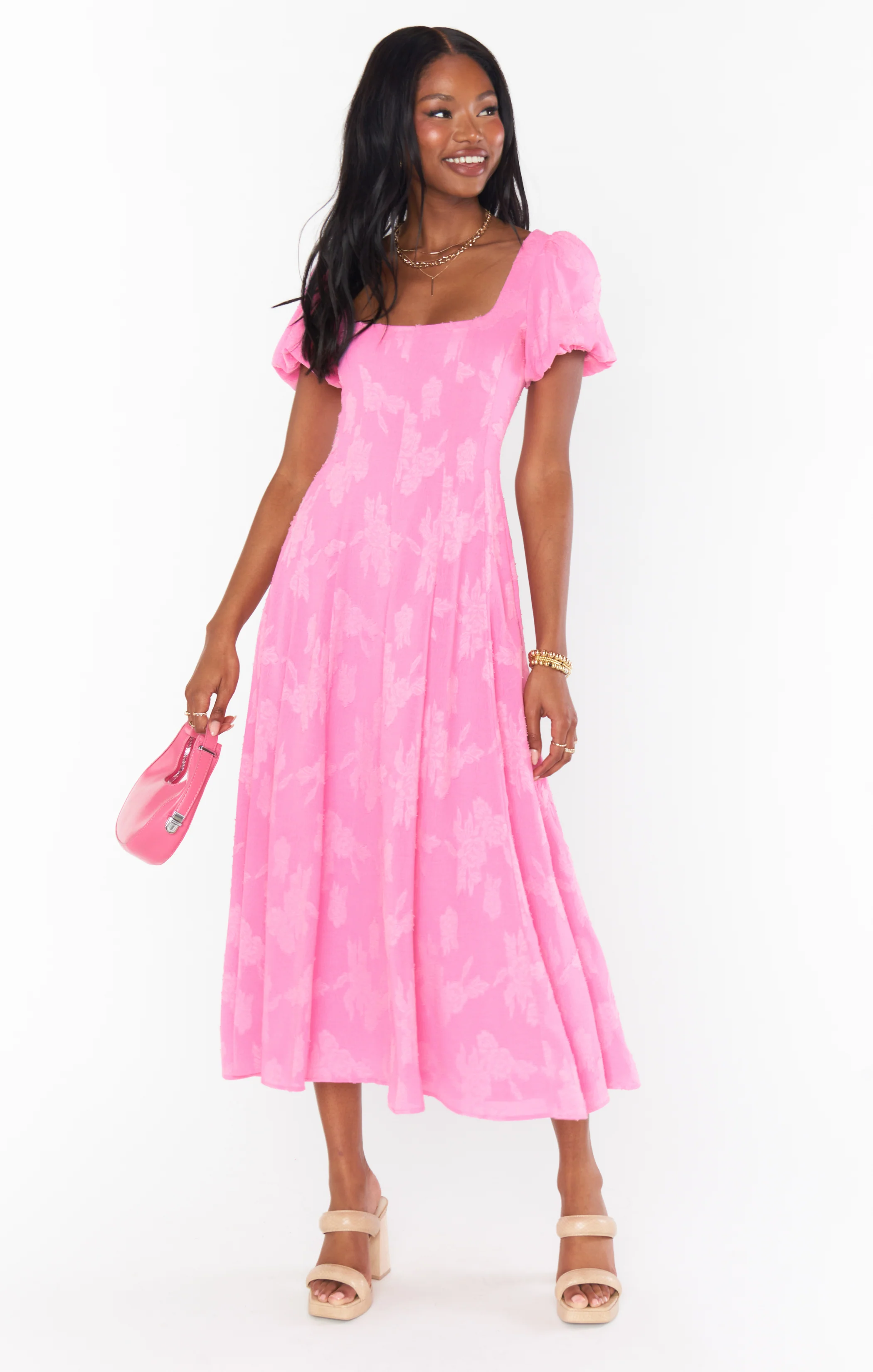Mia Midi Dress ~ Pink Clip Floral - Image 18