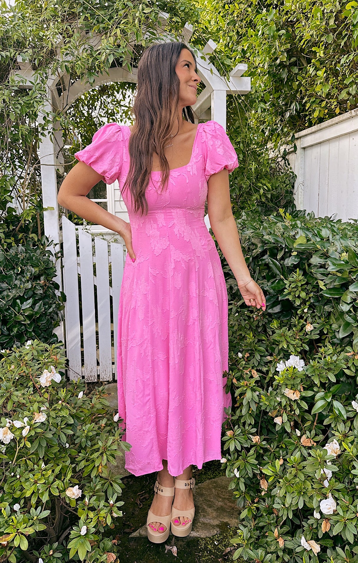 Mia Midi Dress ~ Pink Clip Floral - Image 4