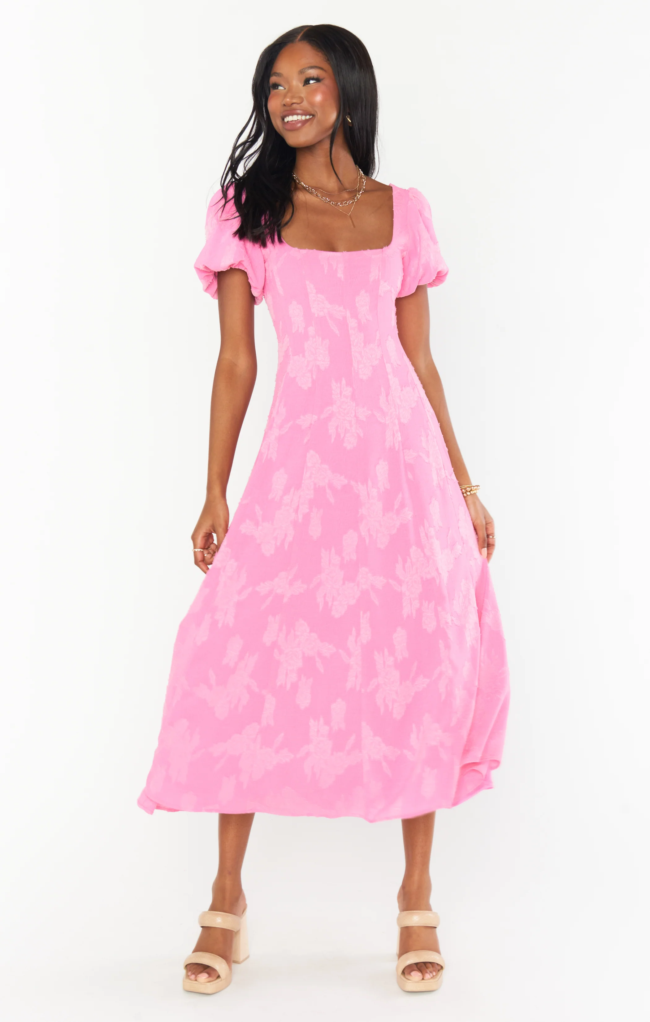 Mia Midi Dress ~ Pink Clip Floral - Image 5