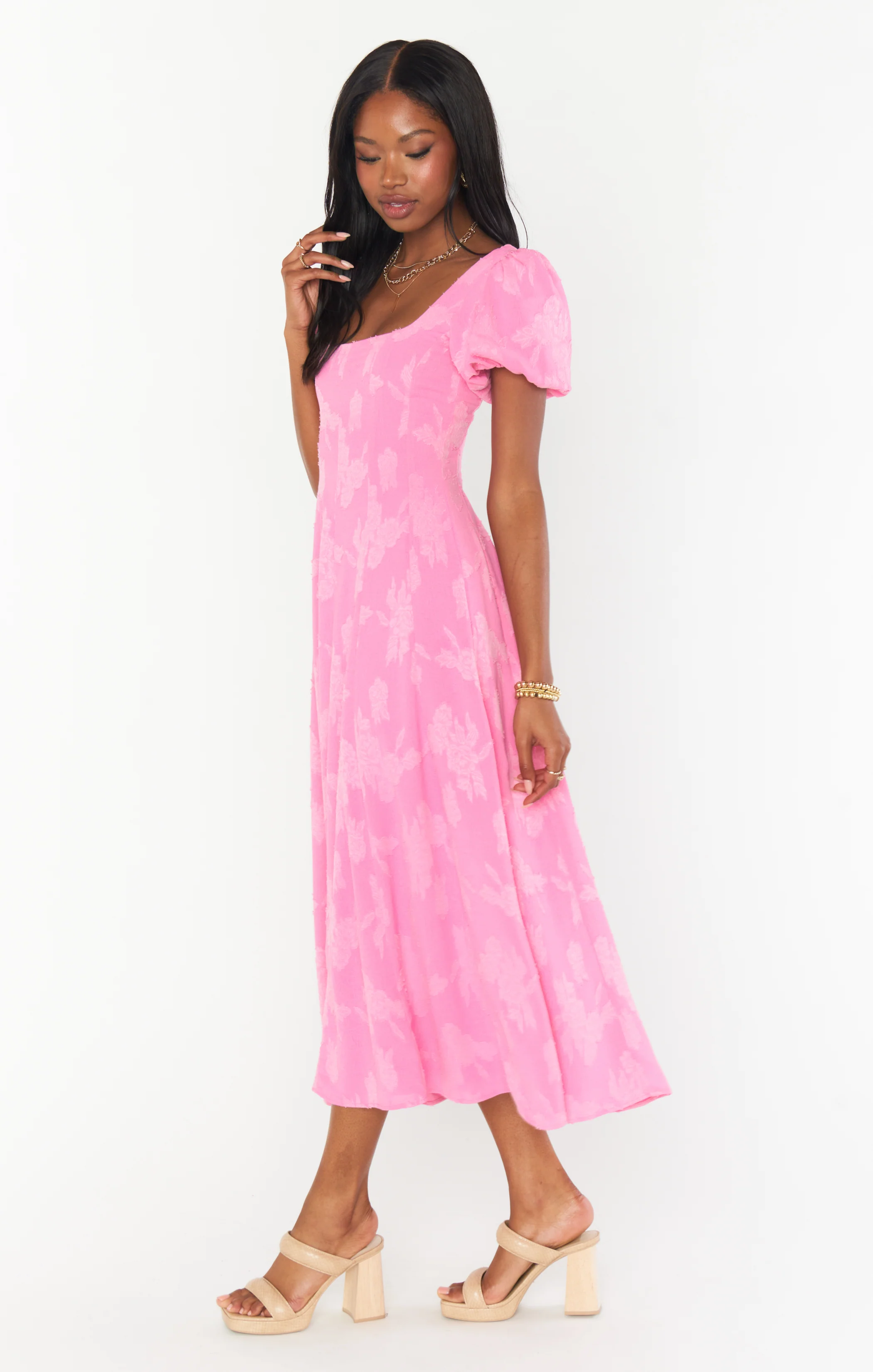 Mia Midi Dress ~ Pink Clip Floral - Image 7
