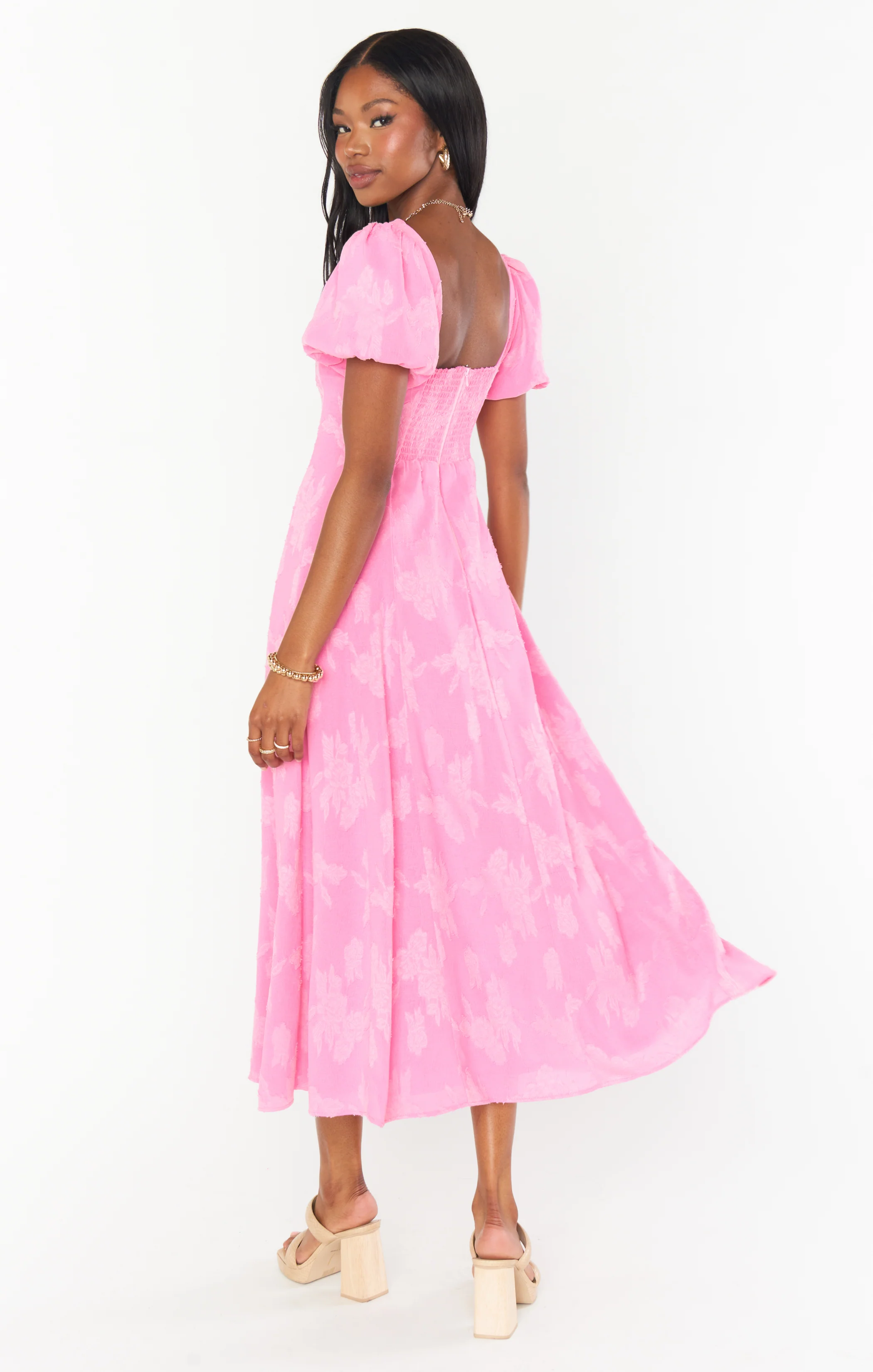 Mia Midi Dress ~ Pink Clip Floral - Image 9