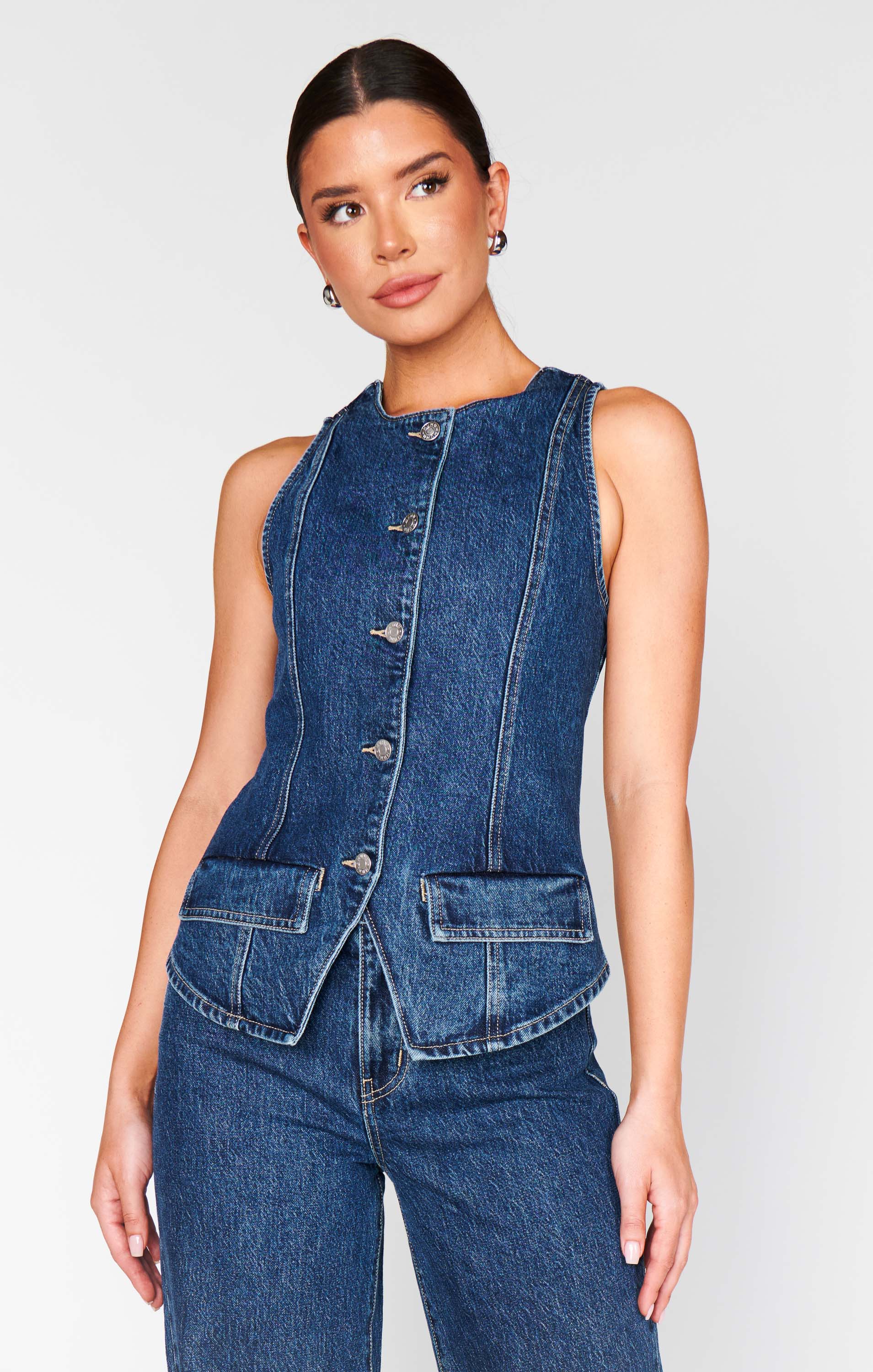 Midland Vest Top ~ Deep Well Indigo - Image 4
