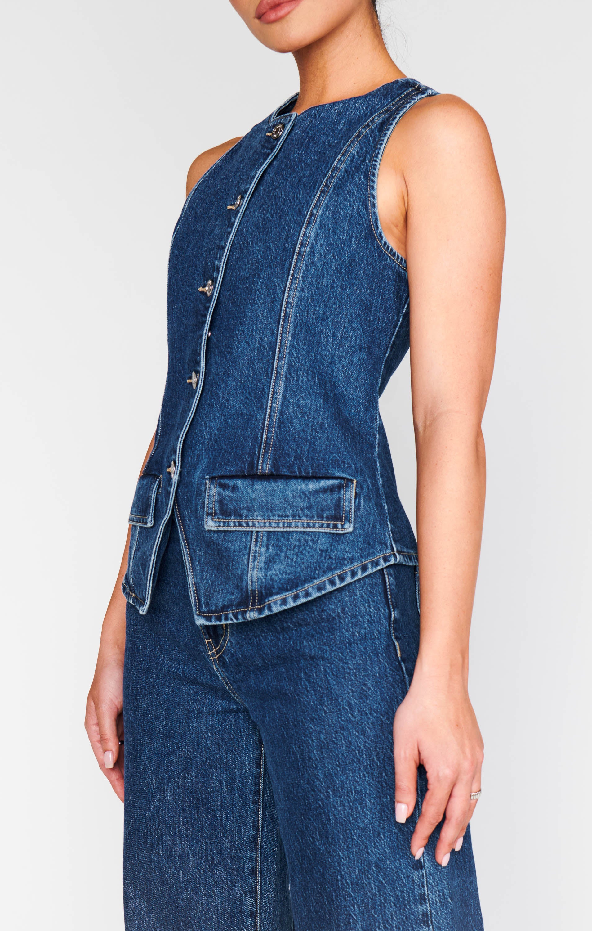 Midland Vest Top ~ Deep Well Indigo - Image 6