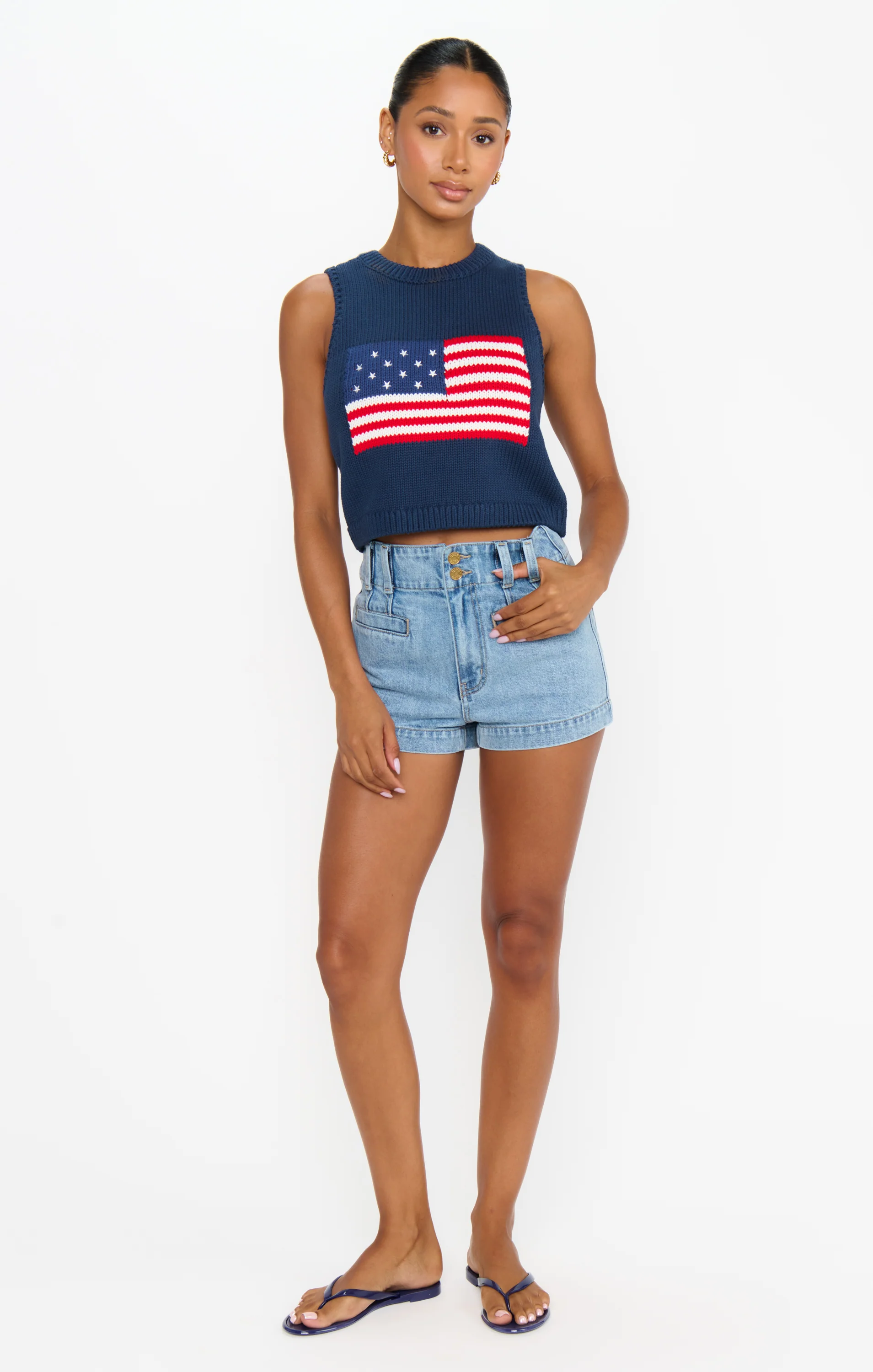 Milo Tank ~ Navy Flag Knit - Image 6