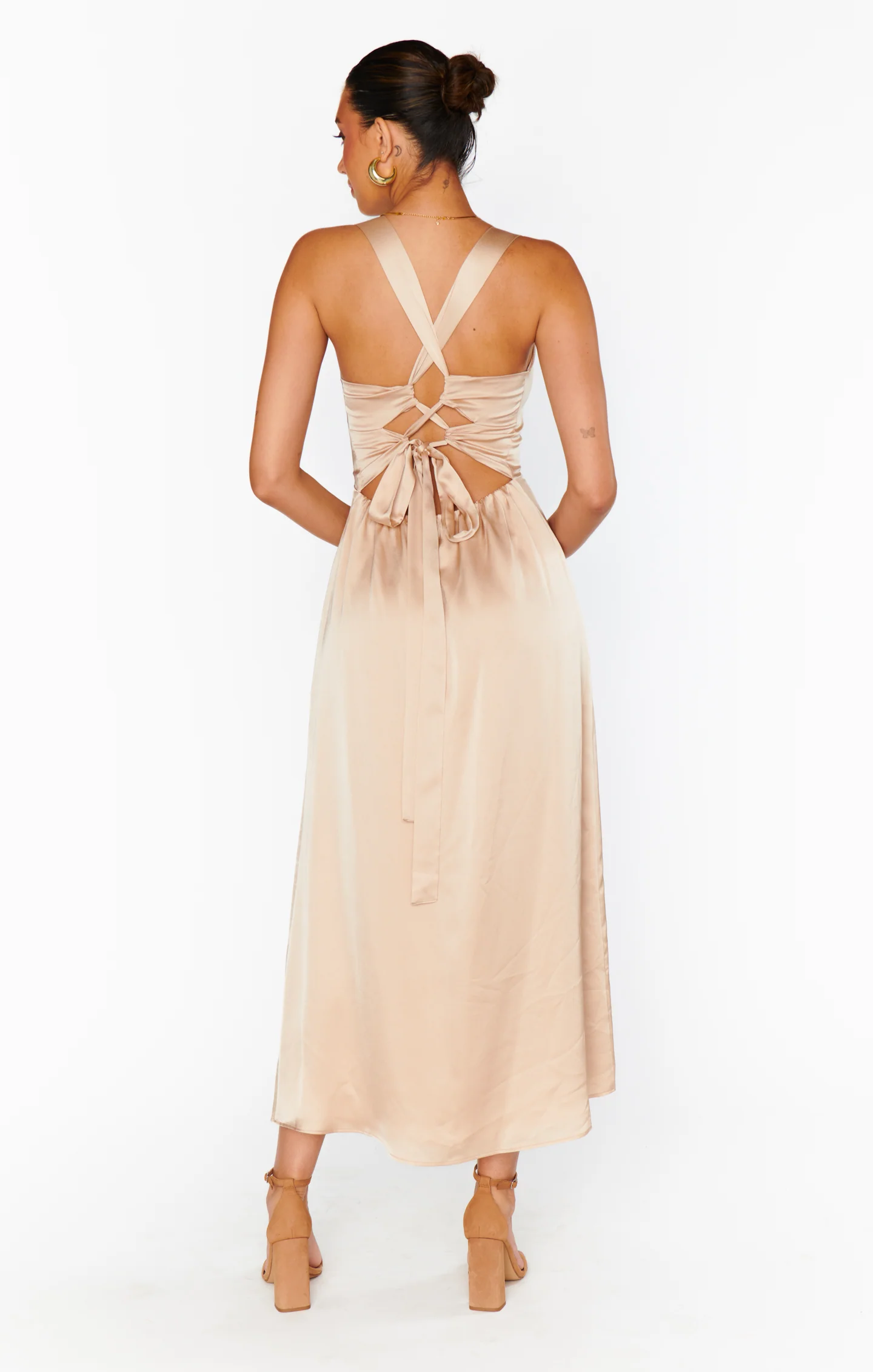Mina Midi Dress ~ Champagne Luxe Satin - Image 5