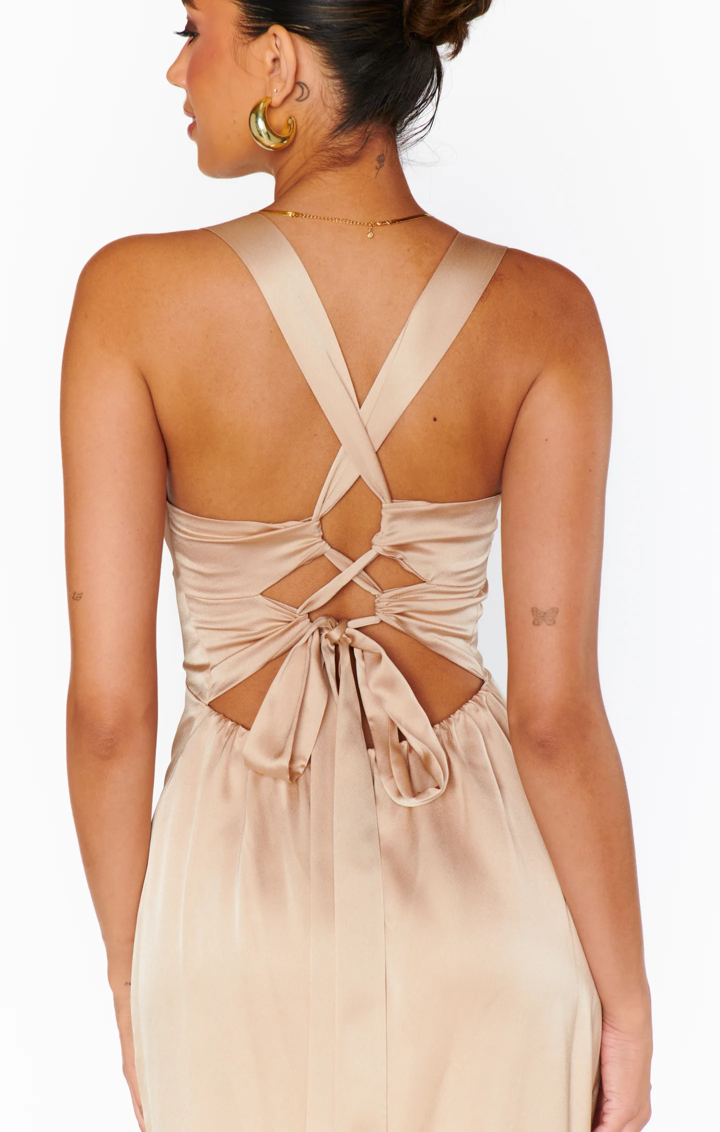 Mina Midi Dress ~ Champagne Luxe Satin - Image 6