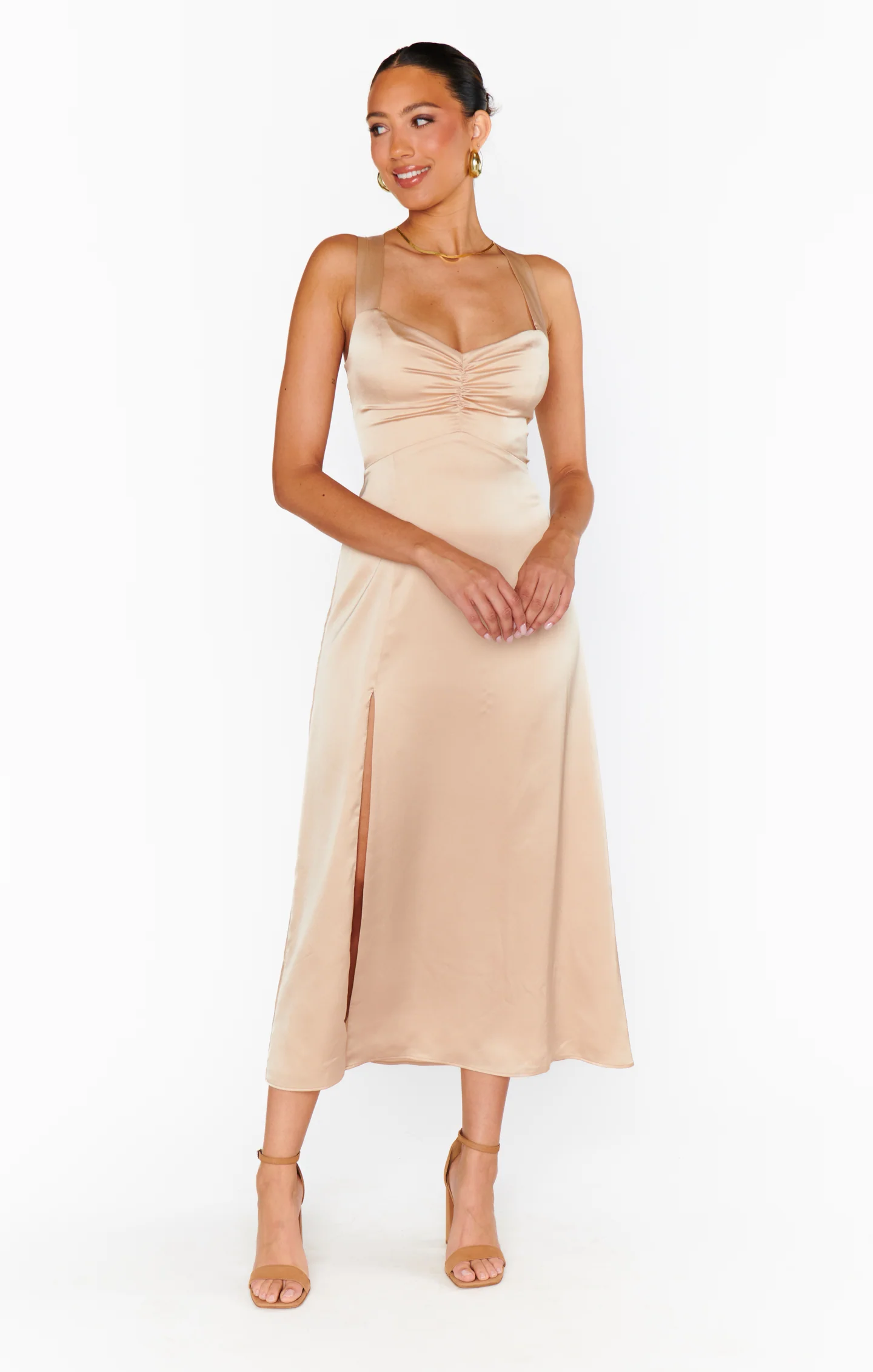 Mina Midi Dress ~ Champagne Luxe Satin - Image 7